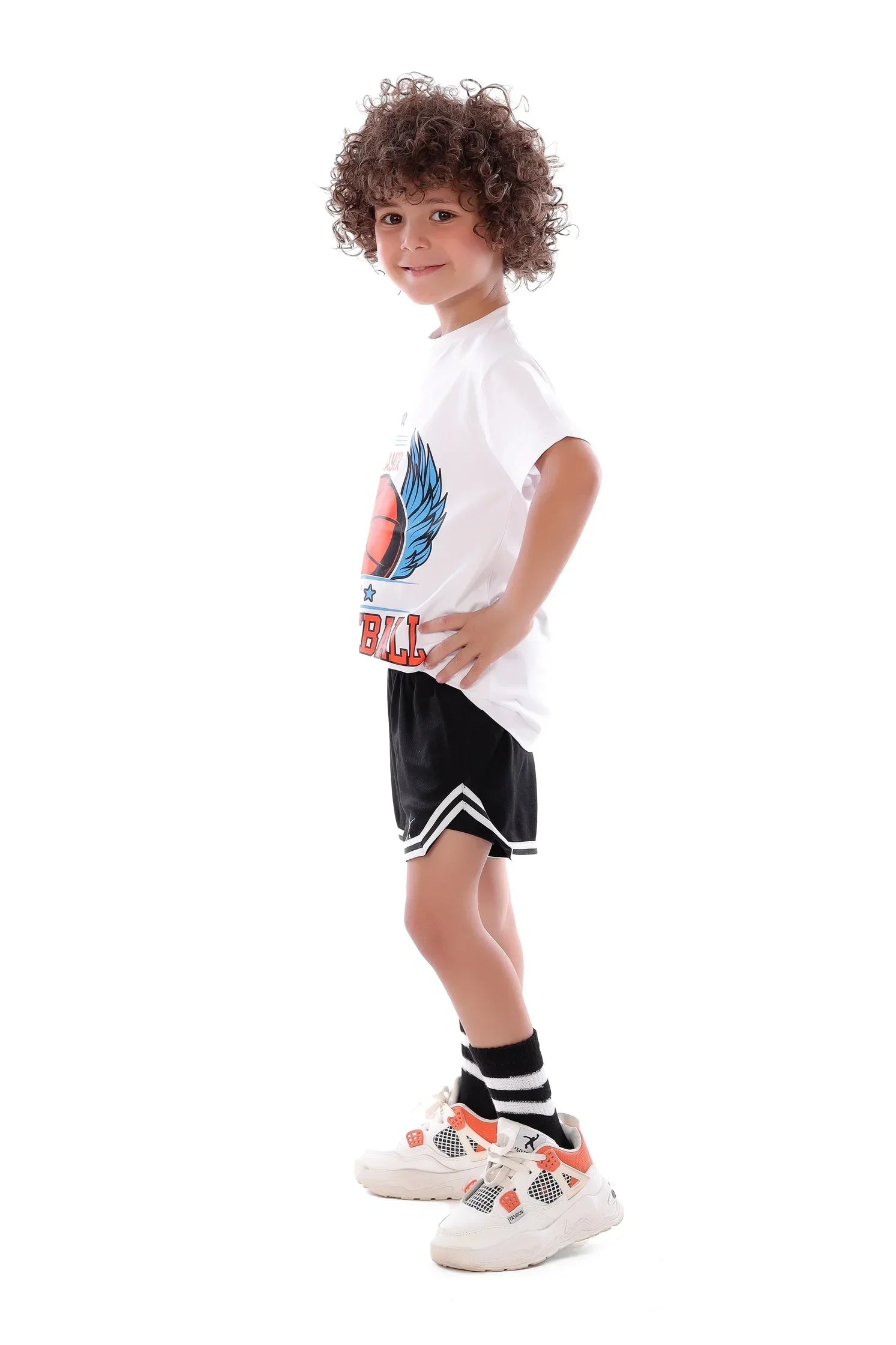 Boys White Basketball T-Shirt – Sporty Athletic Tee