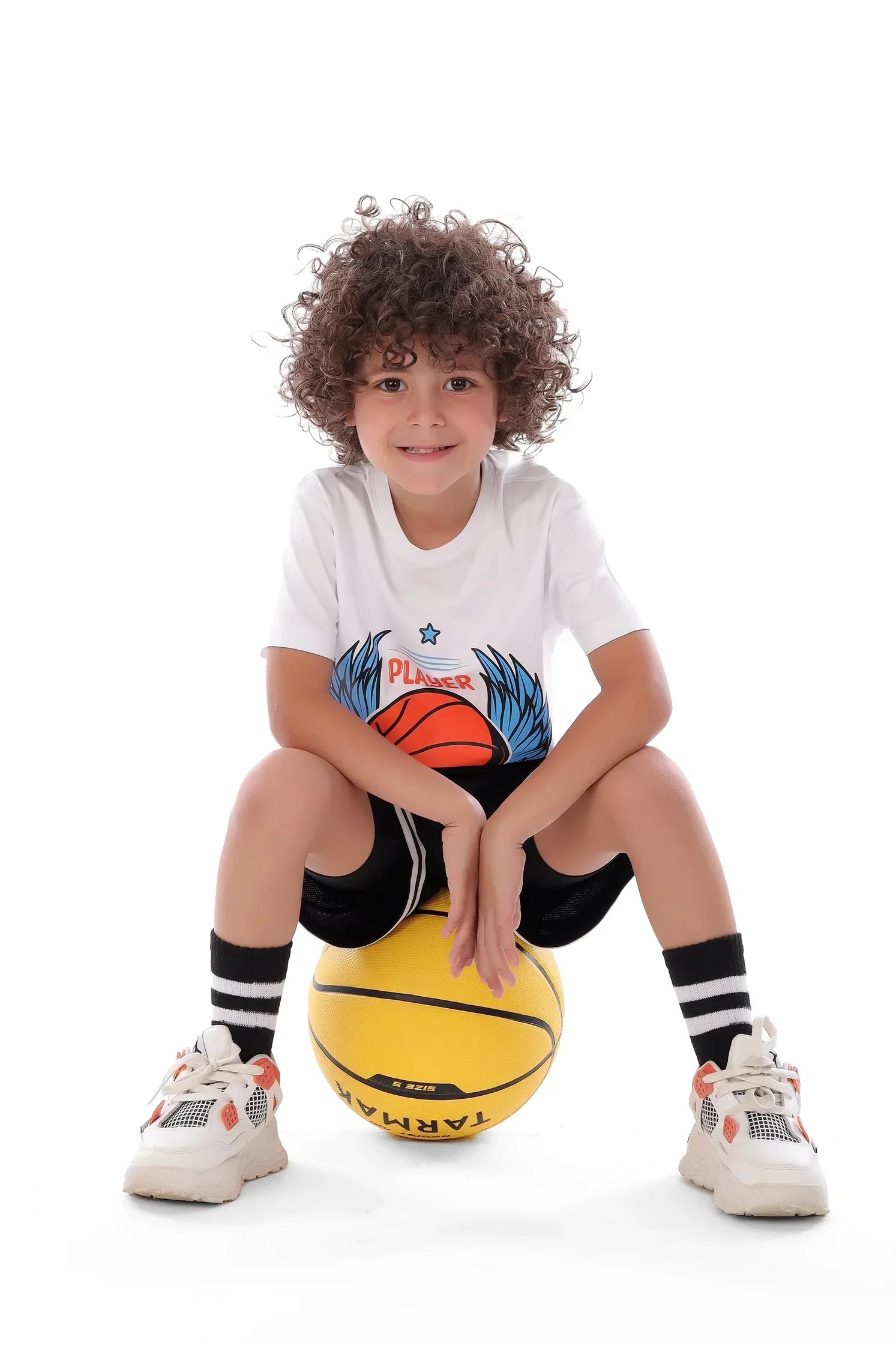 Boys White Basketball T-Shirt – Sporty Athletic Tee