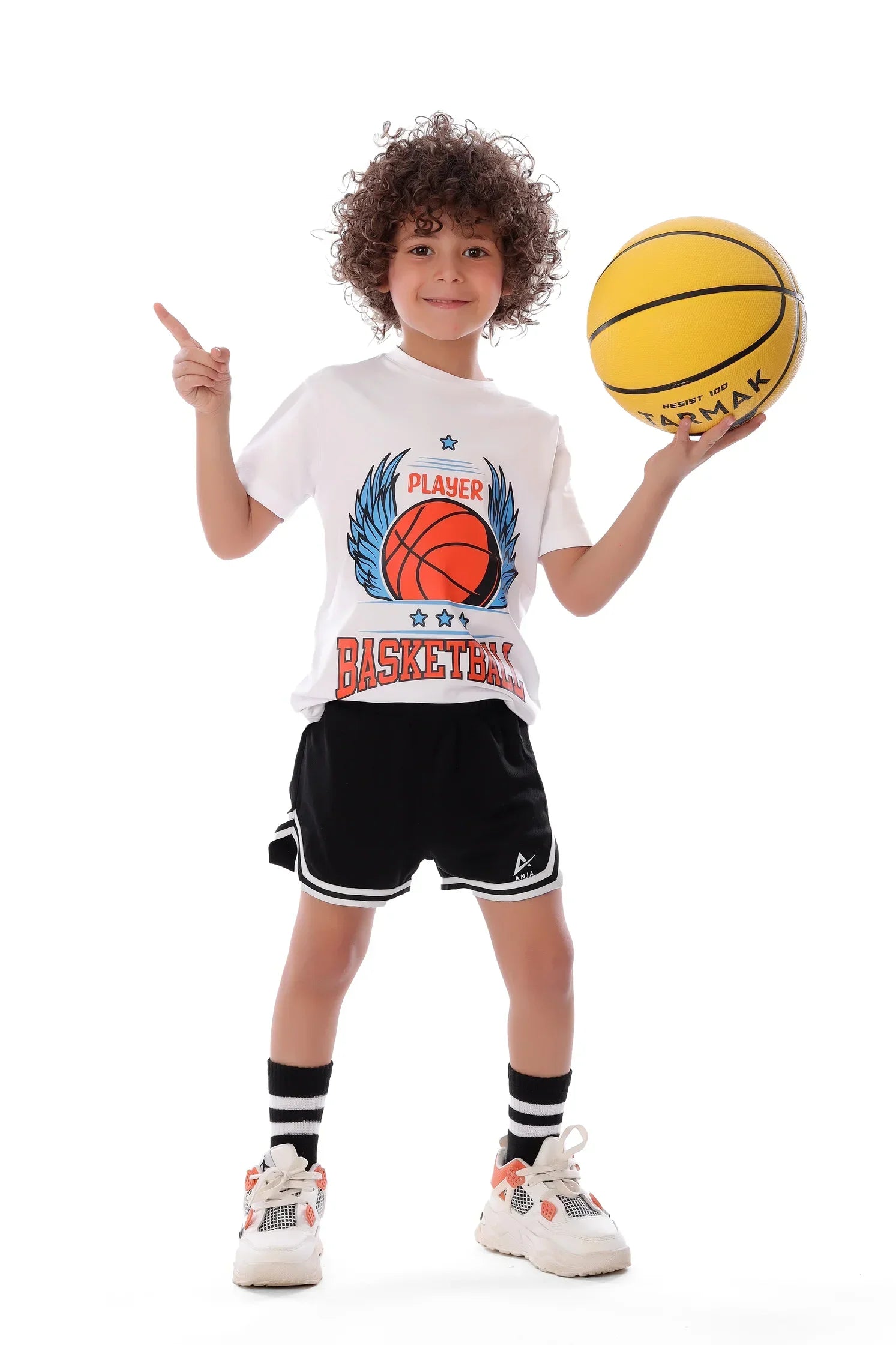 Boys White Basketball T-Shirt – Sporty Athletic Tee