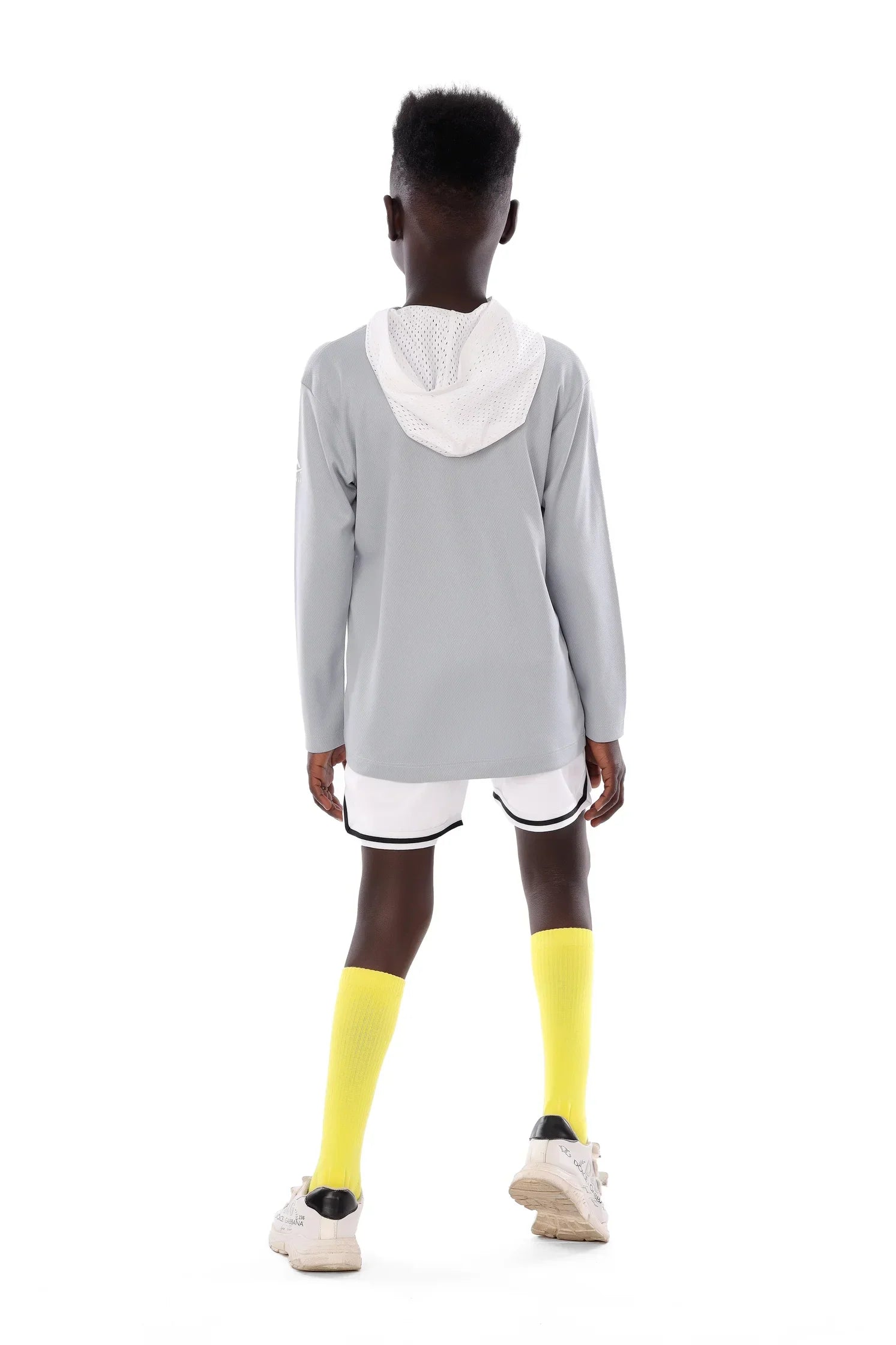 Boys Grey Basketball Long Sleeve Kids Jersey