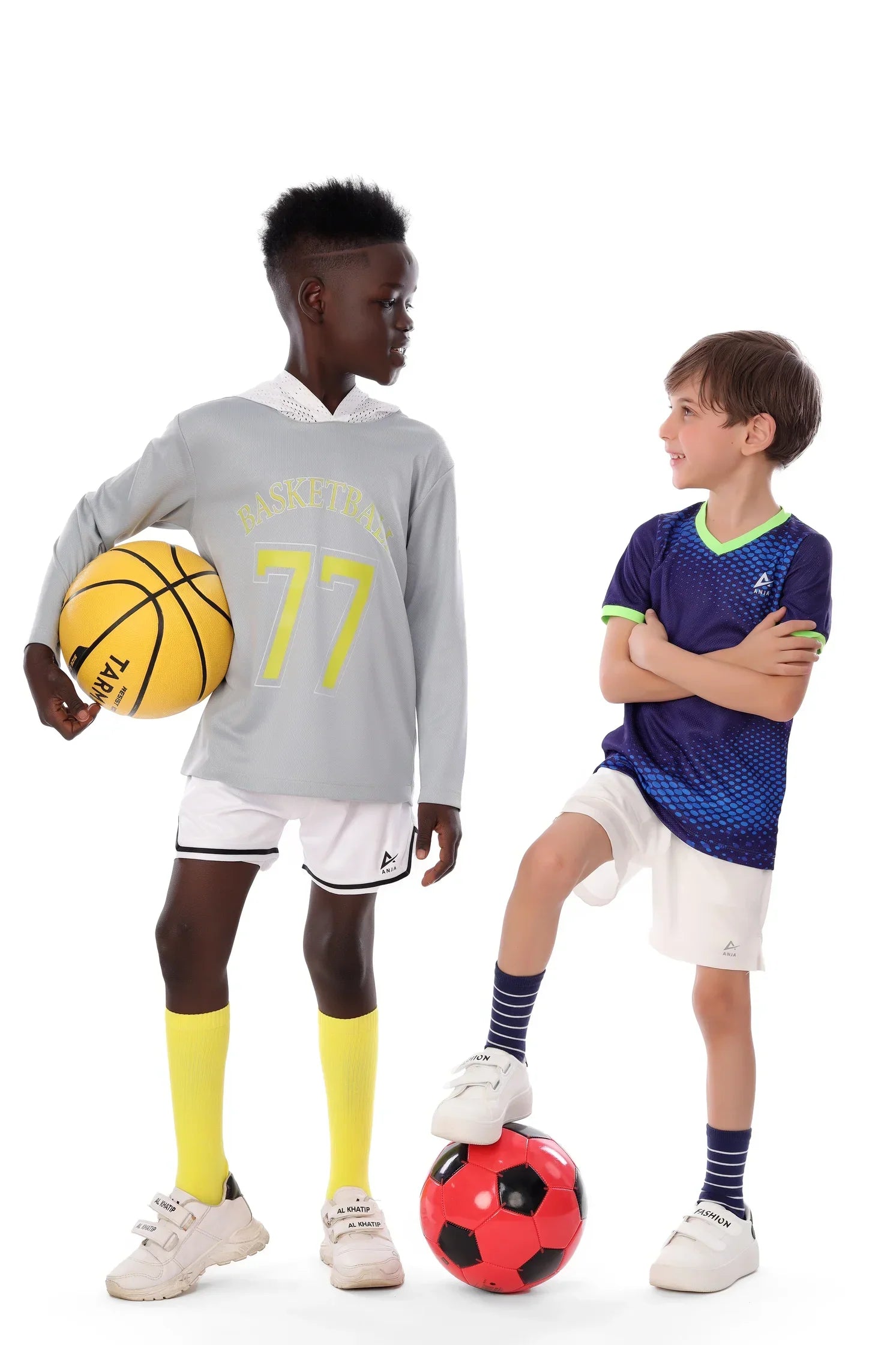 Boys Grey Basketball Long Sleeve Kids Jersey