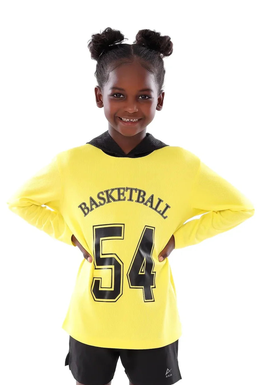 Girls Yellow Basketball  Long Sleeve T-Shirt