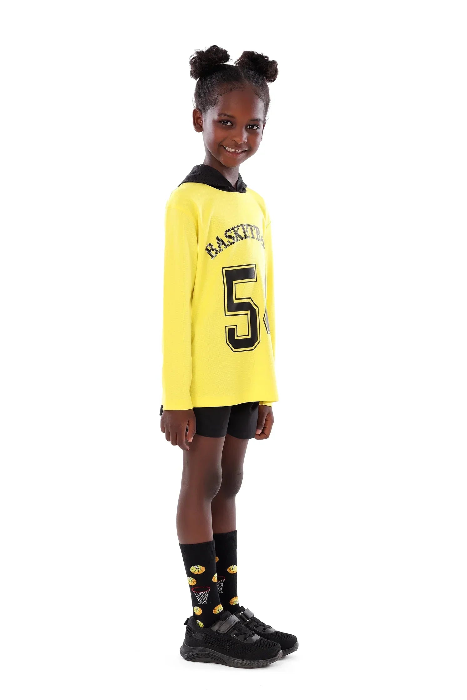 Girls Yellow Basketball  Long Sleeve T-Shirt