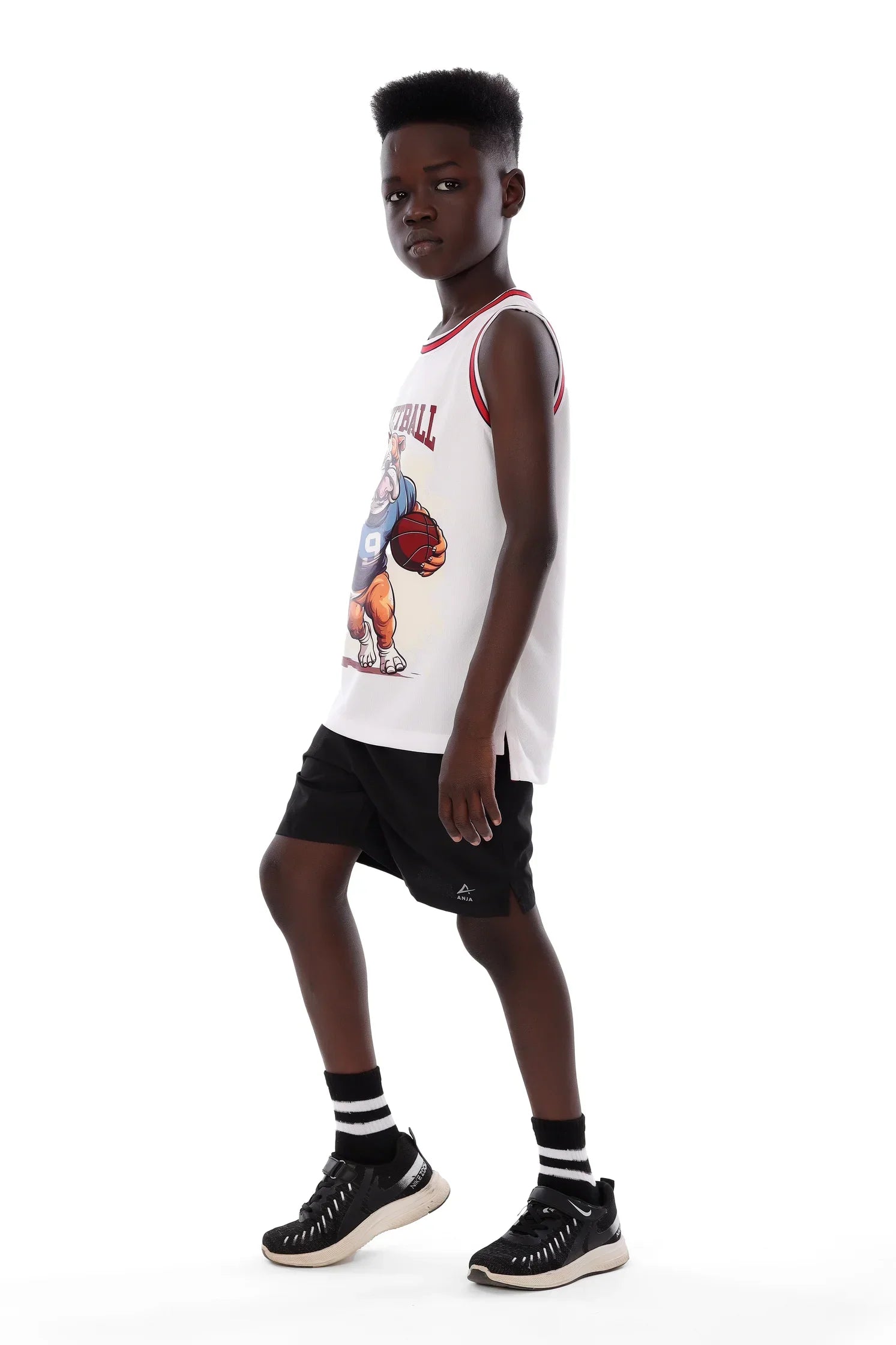 Boys Bulldog Basketball Sleeveless T-Shirt – Sporty Graphic Top