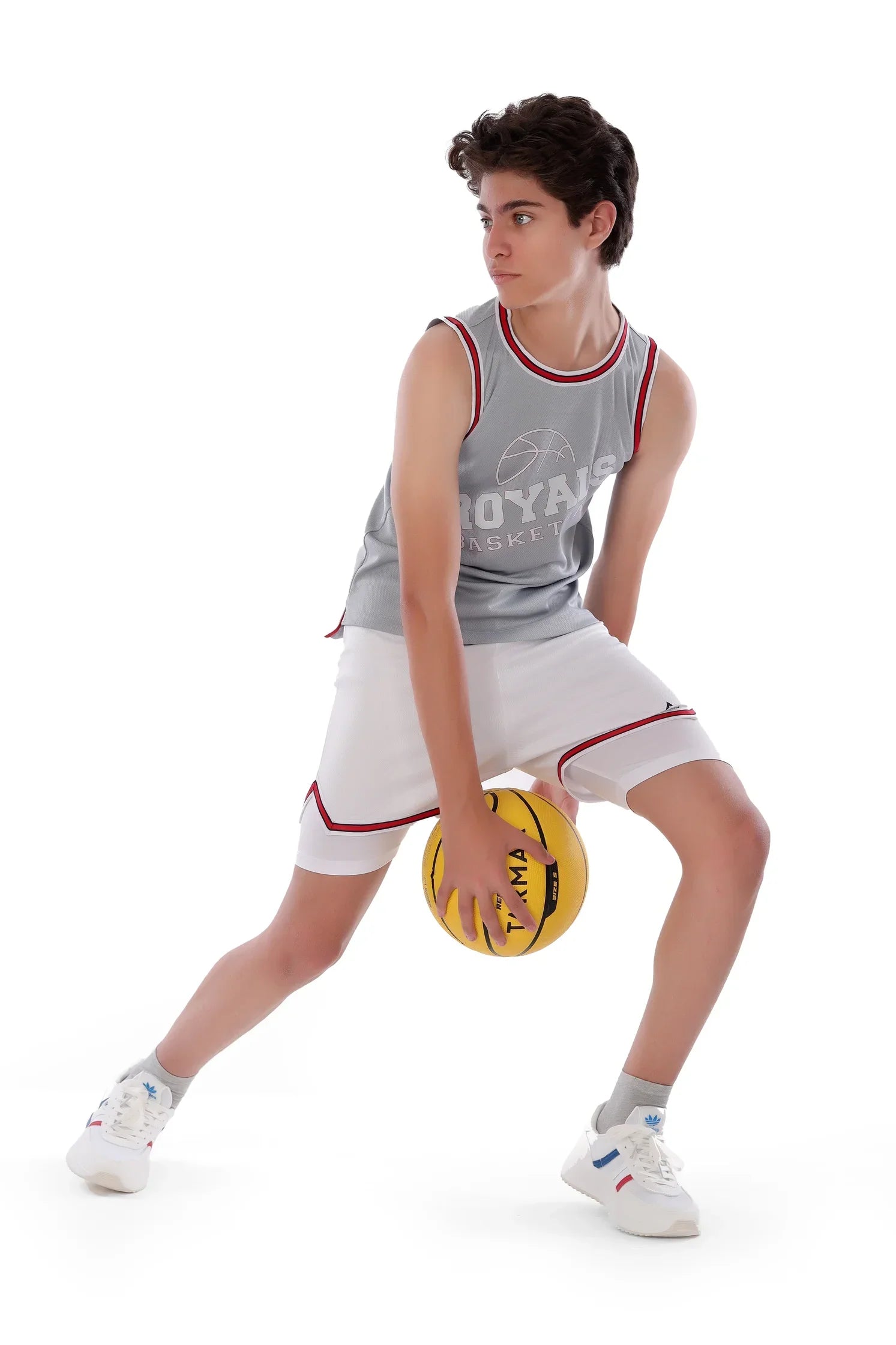 Boys Grey Basketball Sleeveless T-Shirt – Sporty Athletic Top