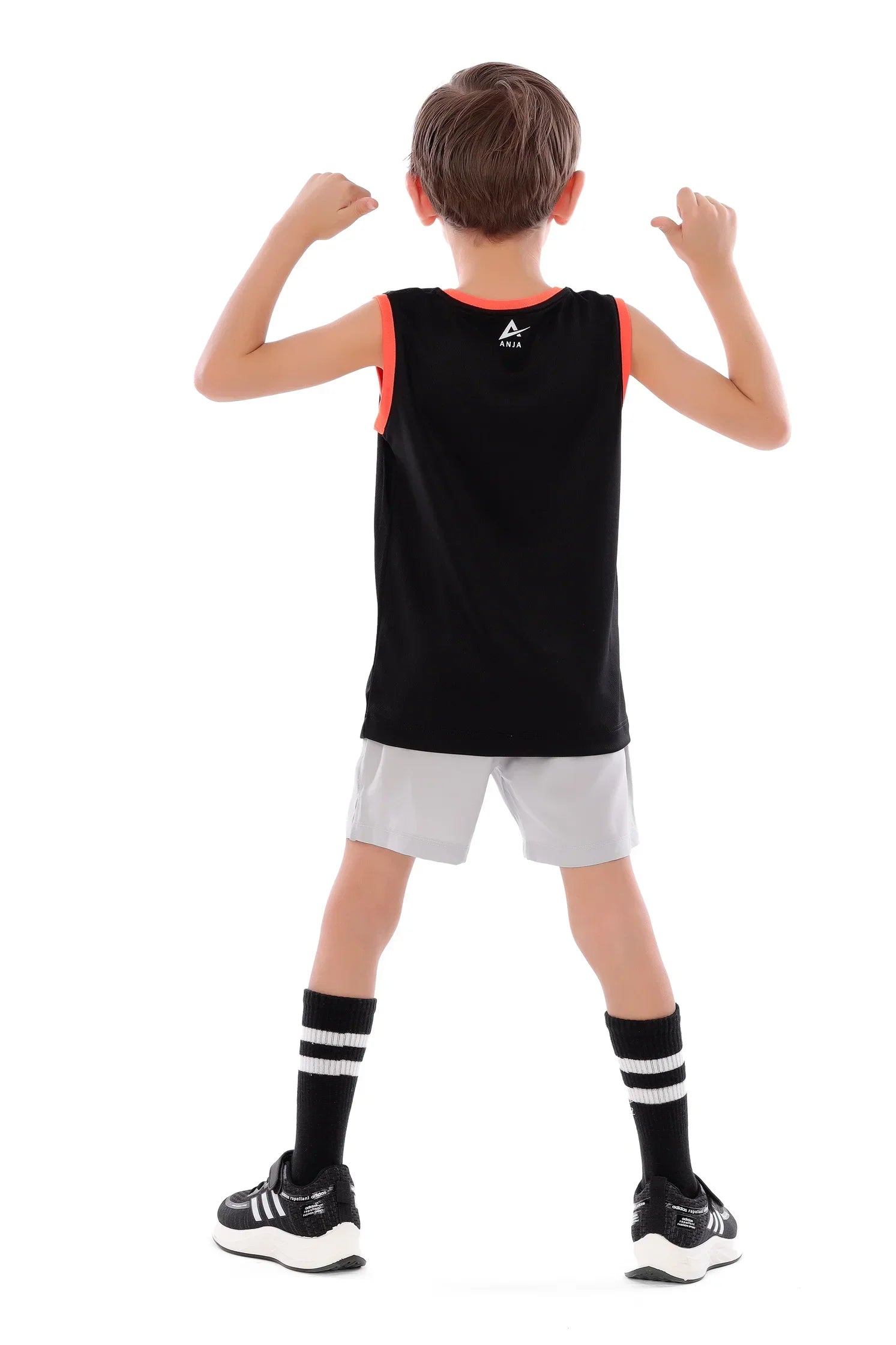 Boys Black Splash Basketball Sleeveless T-Shirt