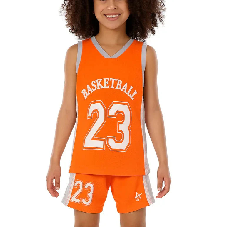 Girls Basketball Kit – Sporty Sleeveless Jersey and Shorts Set