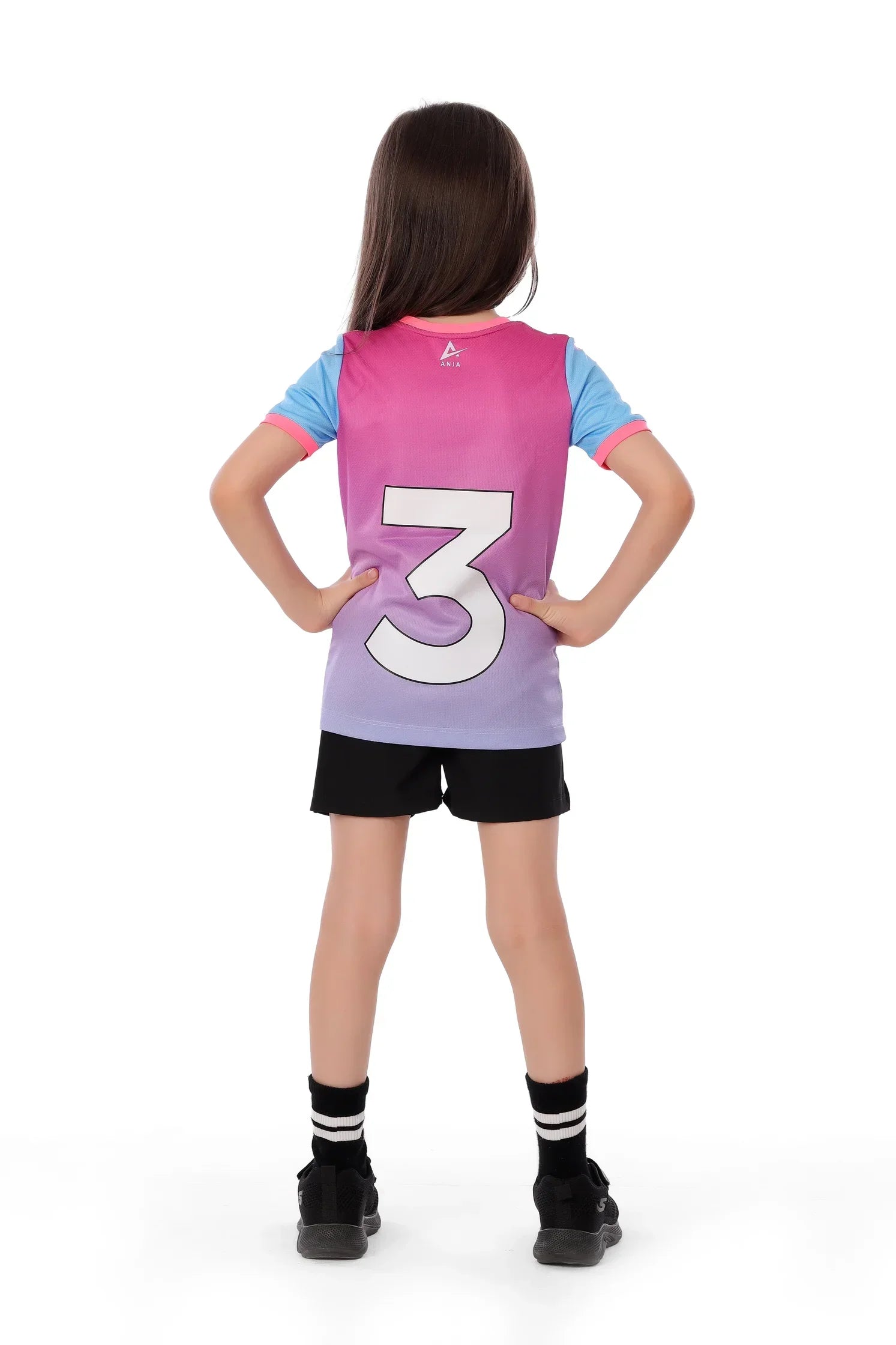 Girls Pink & Blue Ombre  T-Shirt – Sporty Athletic Top