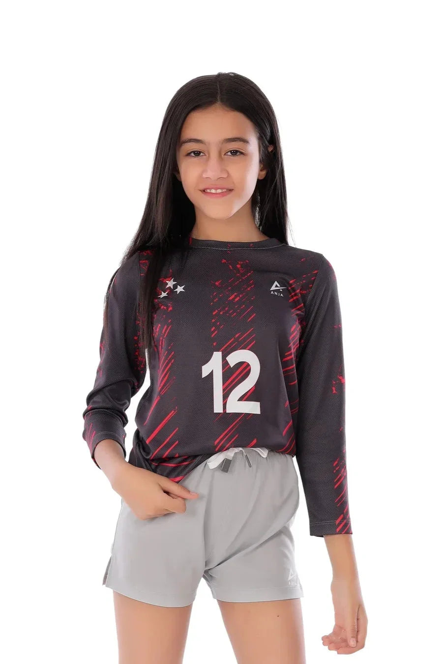 Girls Black & Red Jersey – Long Sleeve T-Shirt