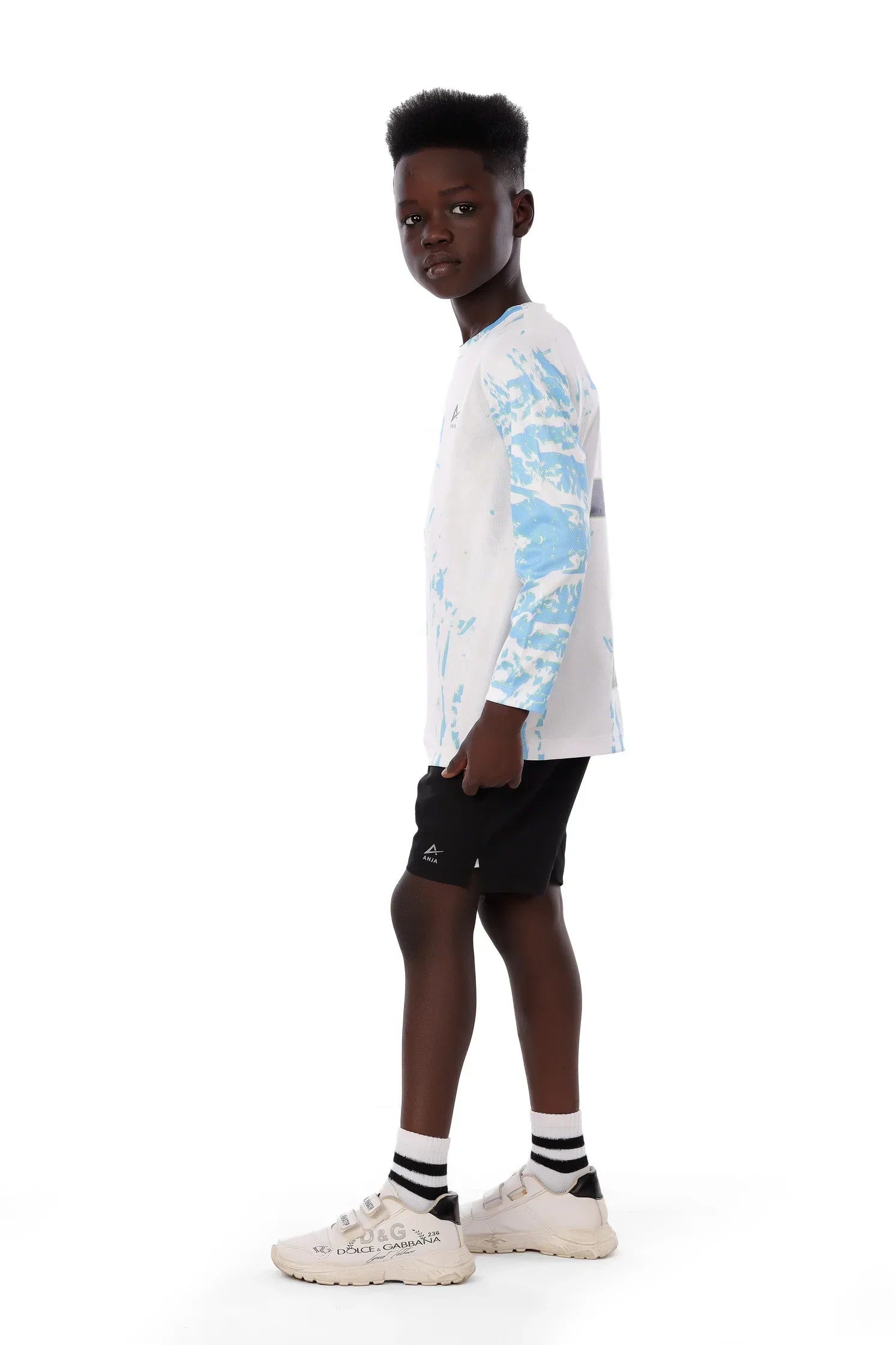Boys Blue Marble  Long Sleeve T-Shirt – Sporty Athletic Top