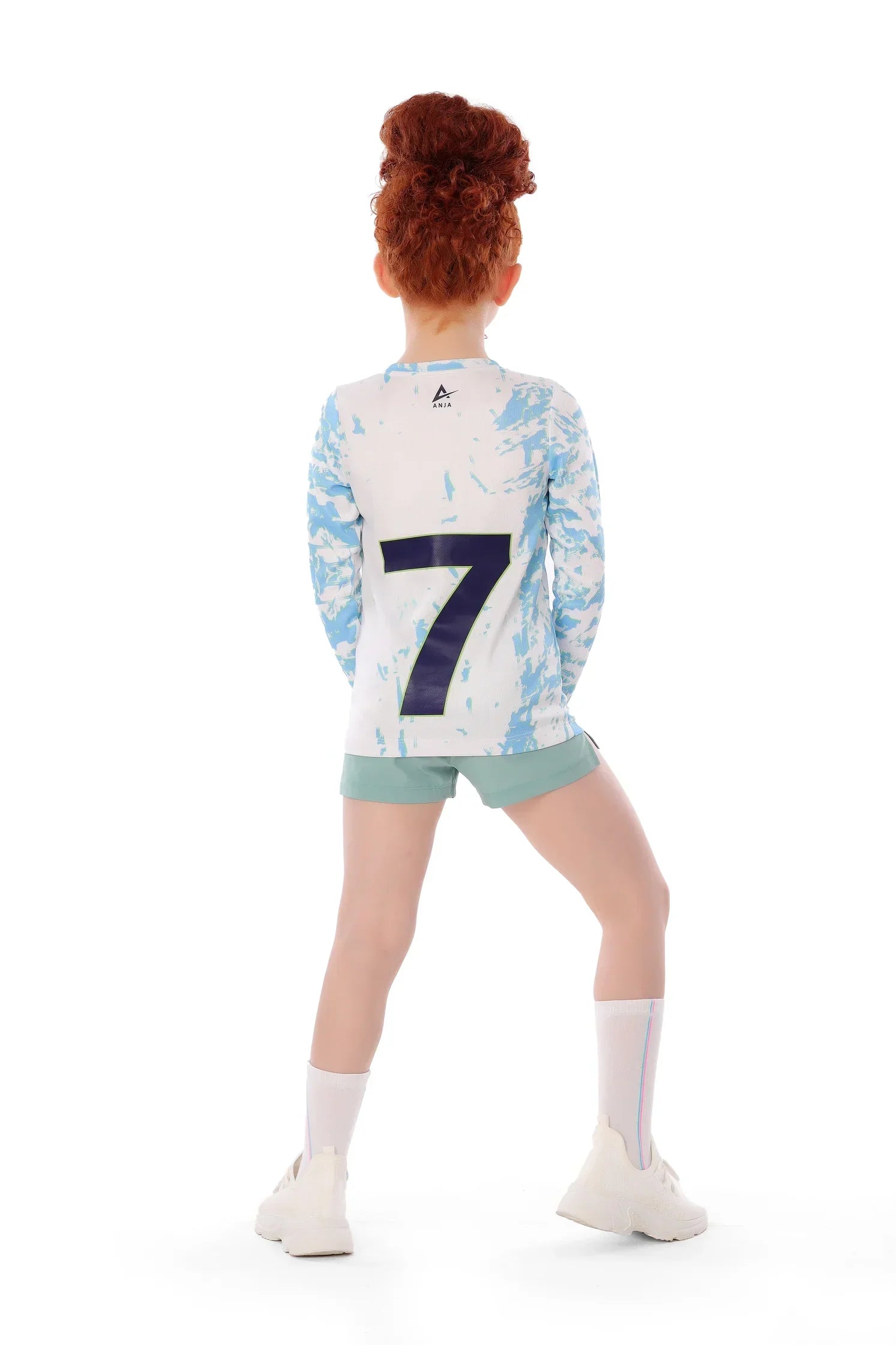 Girls Blue Marble  Long Sleeve T-Shirt – Sporty Athletic Top