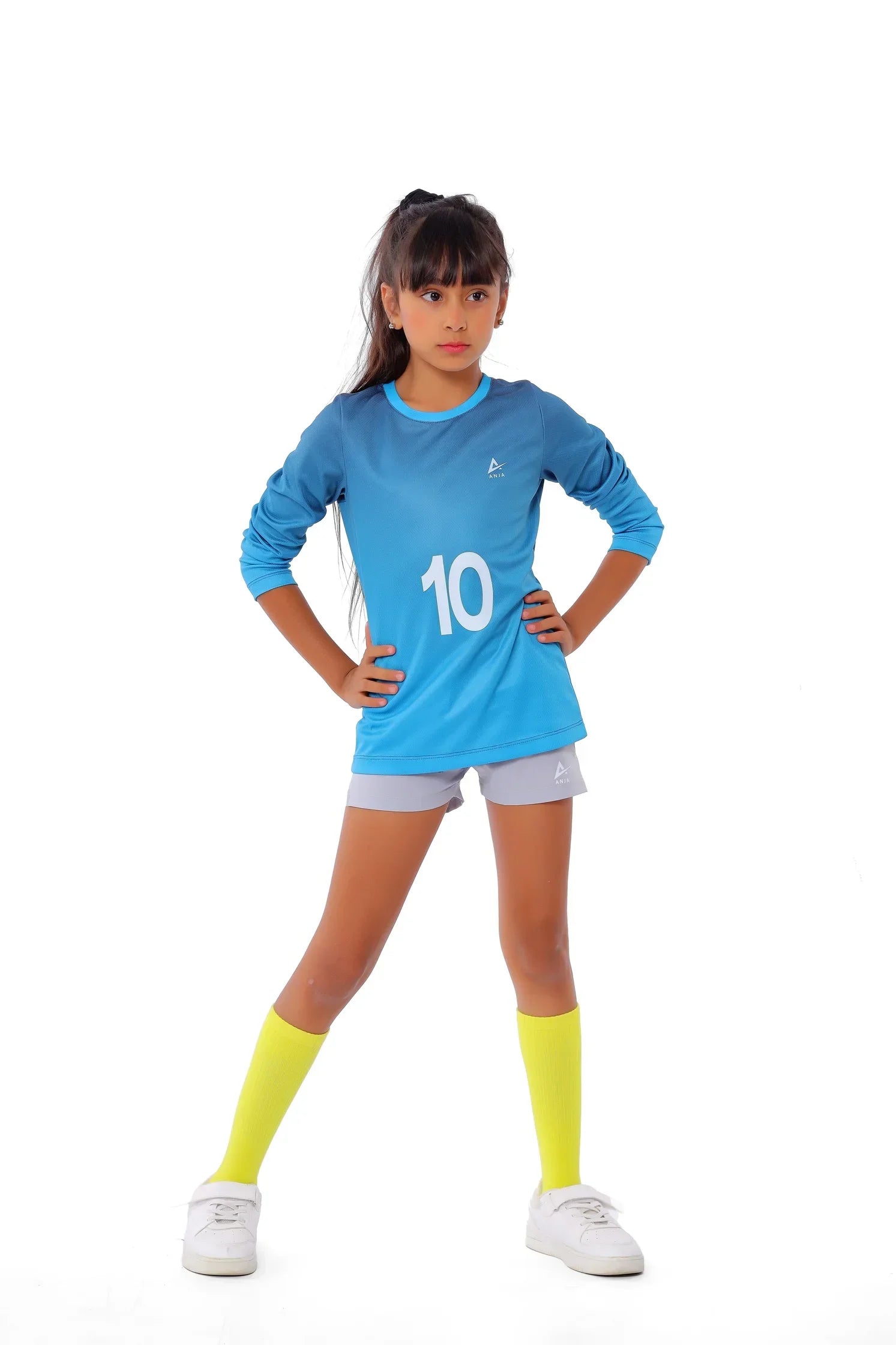 Girls Blue Long Sleeve Jersey – Sporty Athletic T-Shirt