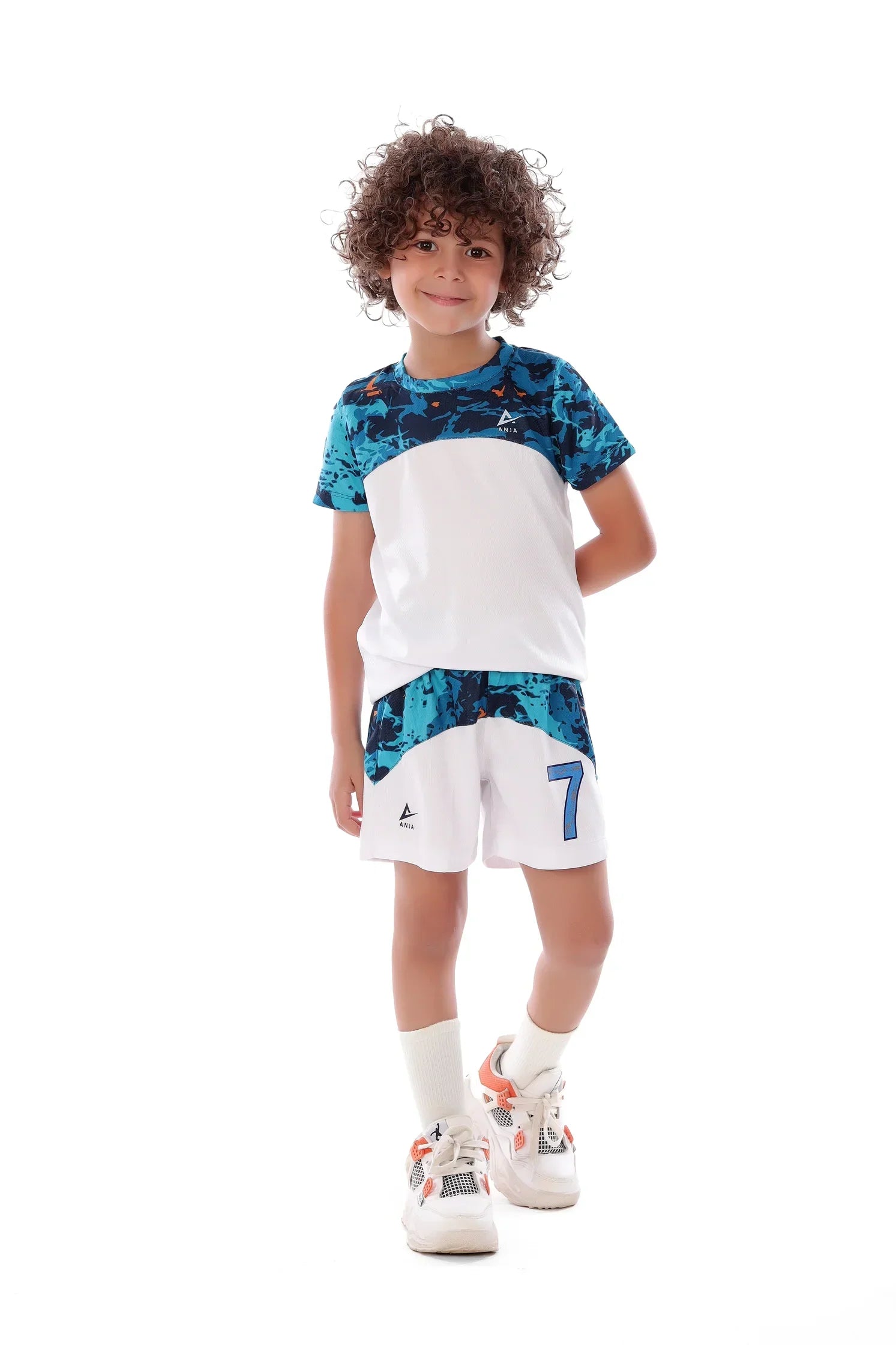 Boys Pattern Sports Kit – Athletic T-Shirt and Shorts Set