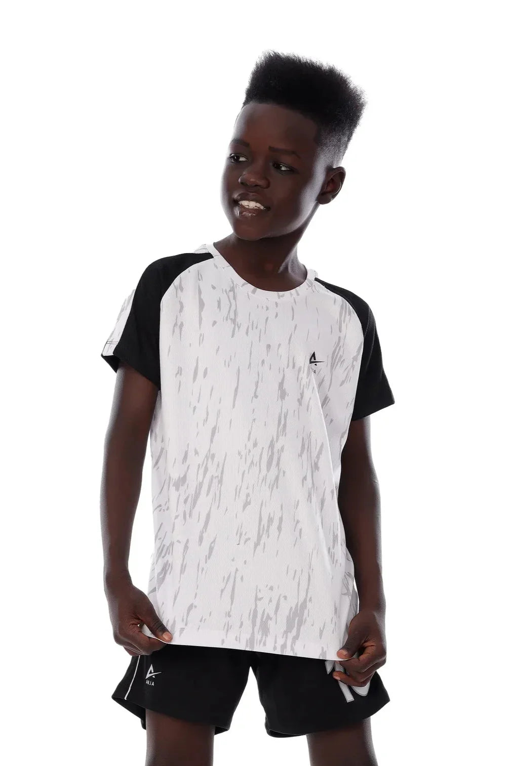 Boys Black & White Athletic Kit – Sporty T-Shirt and Shorts Set