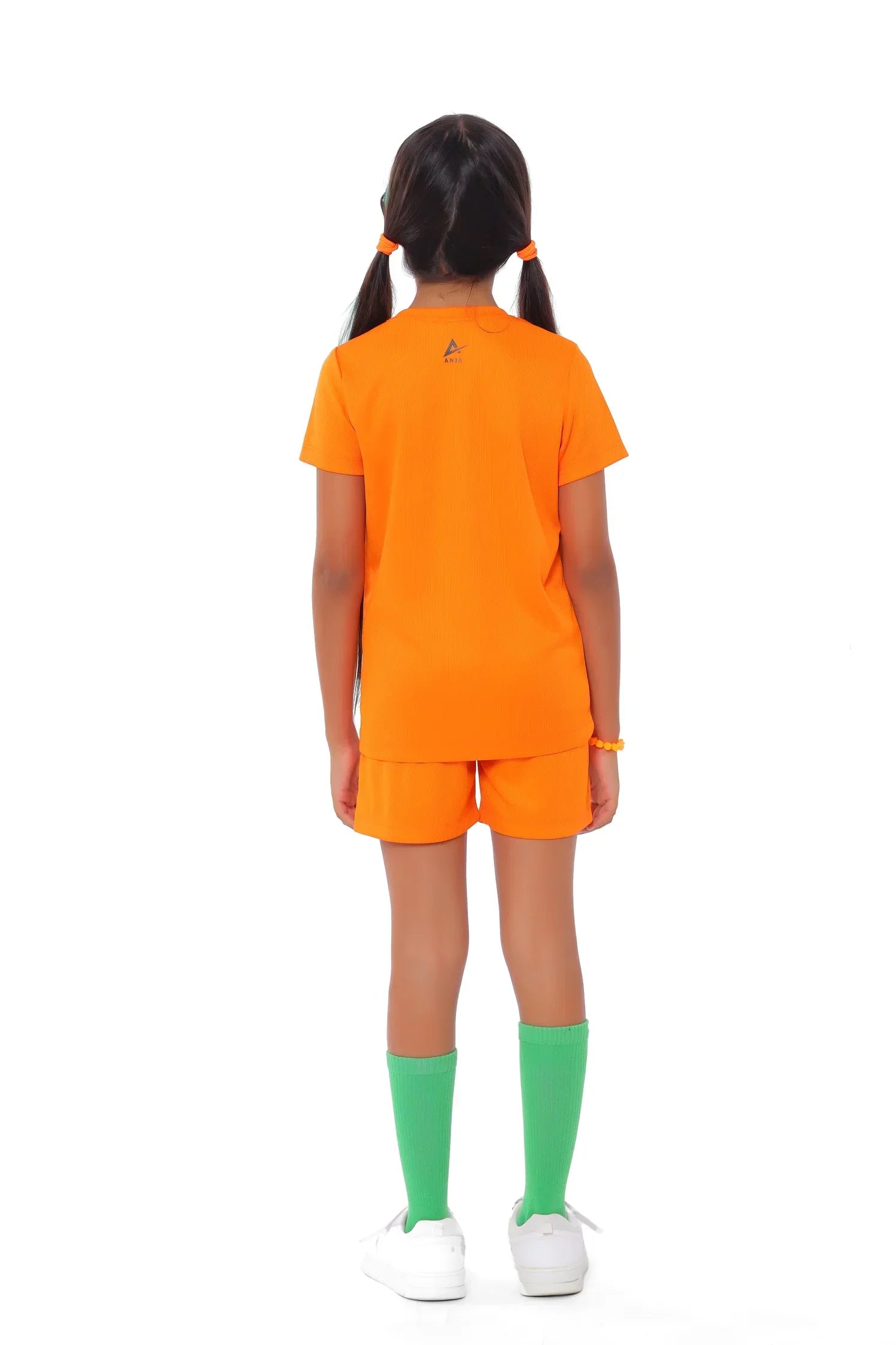 Girls Orange Football Splash Kit – Sporty Athletic Set