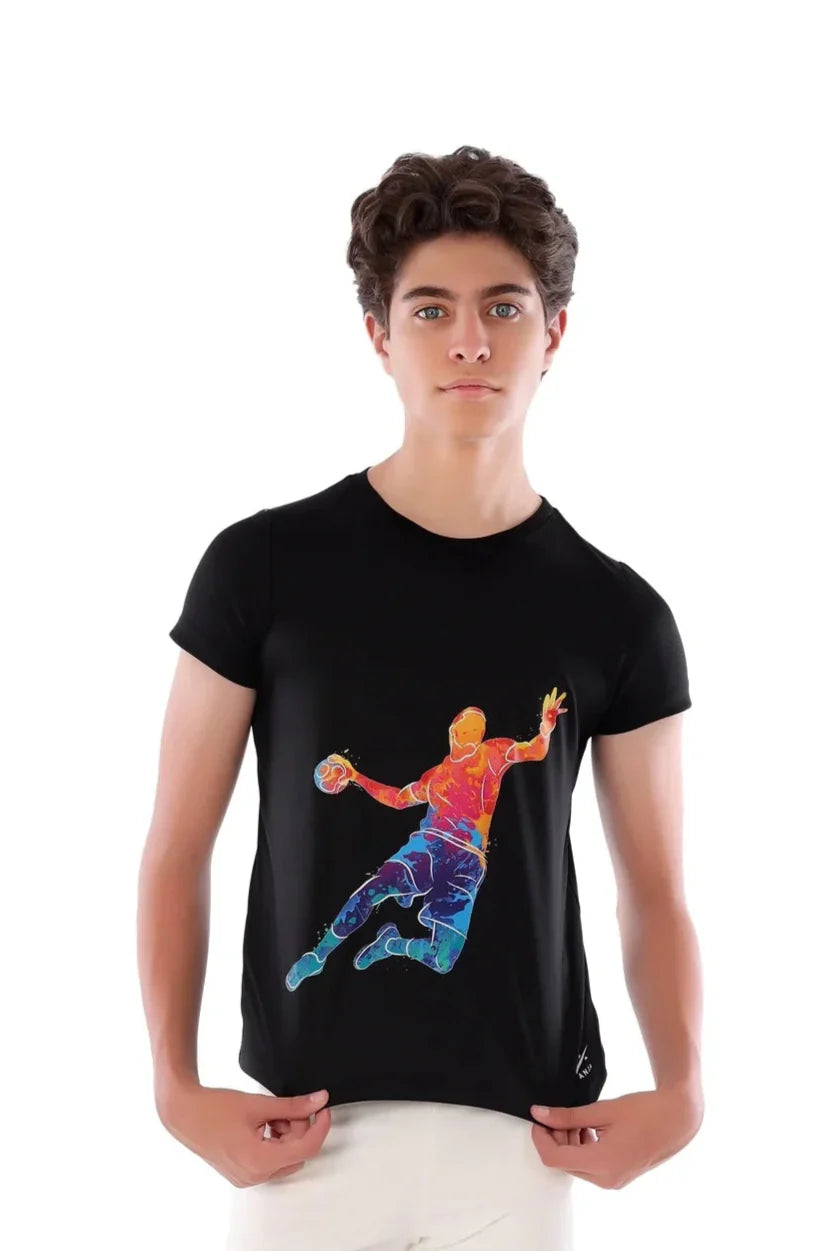 Boys Black Handball T-Shirt – Sporty Athletic Top