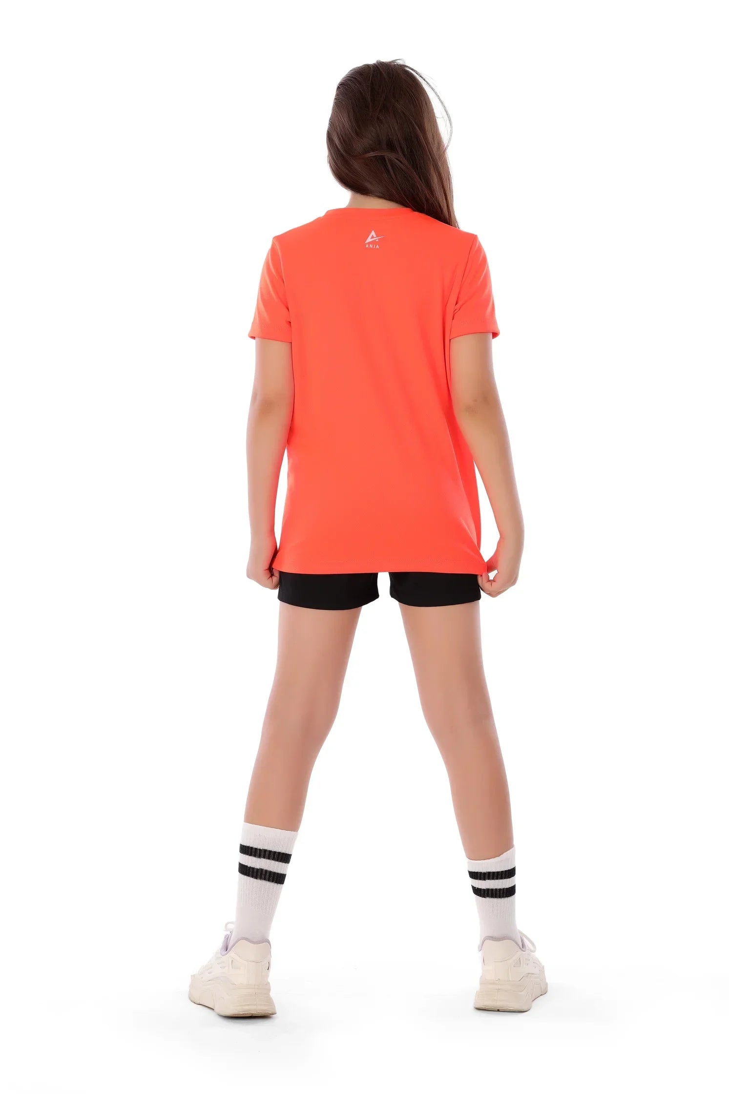 Girls Neon Orange Real Girls Play Handball T-Shirt – Sporty Athletic Top