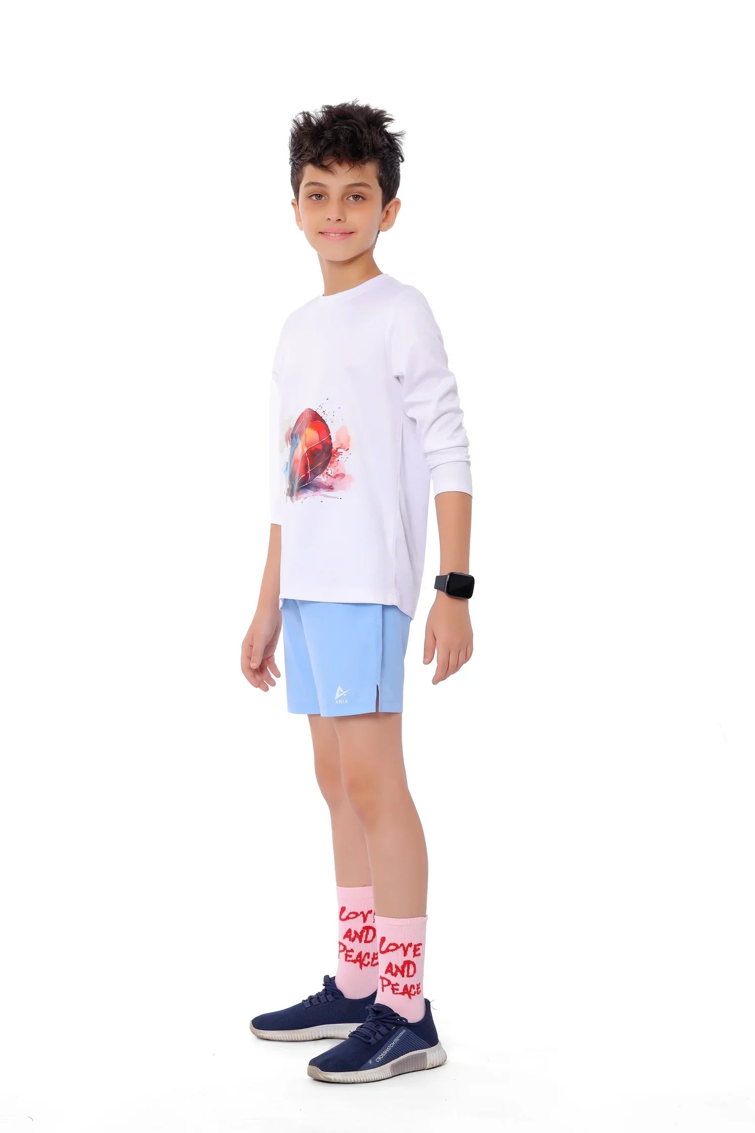 Boys White Splash HandBall T-Shirt – Sporty Long Sleeve Top