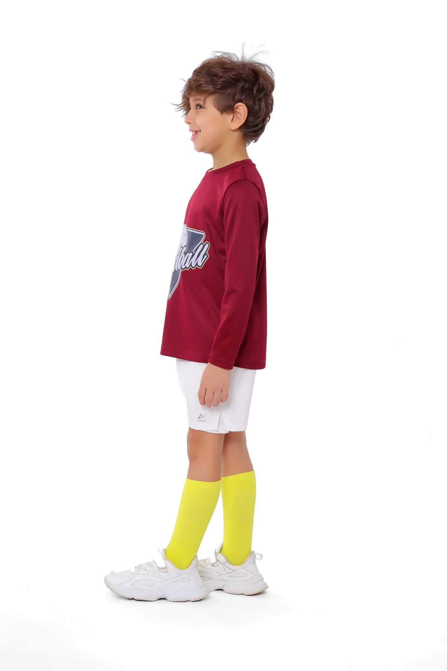 Boys  burgundy Handball Long Sleeve T-Shirt – Sporty Athletic Top