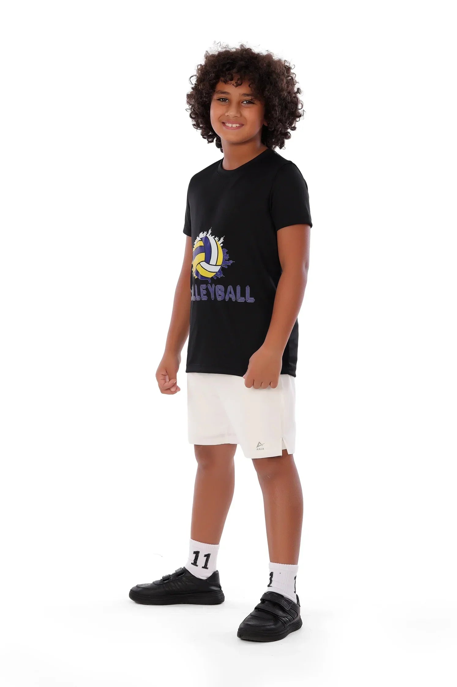Boys Black Volleyball T-Shirt – Sporty Athletic Top