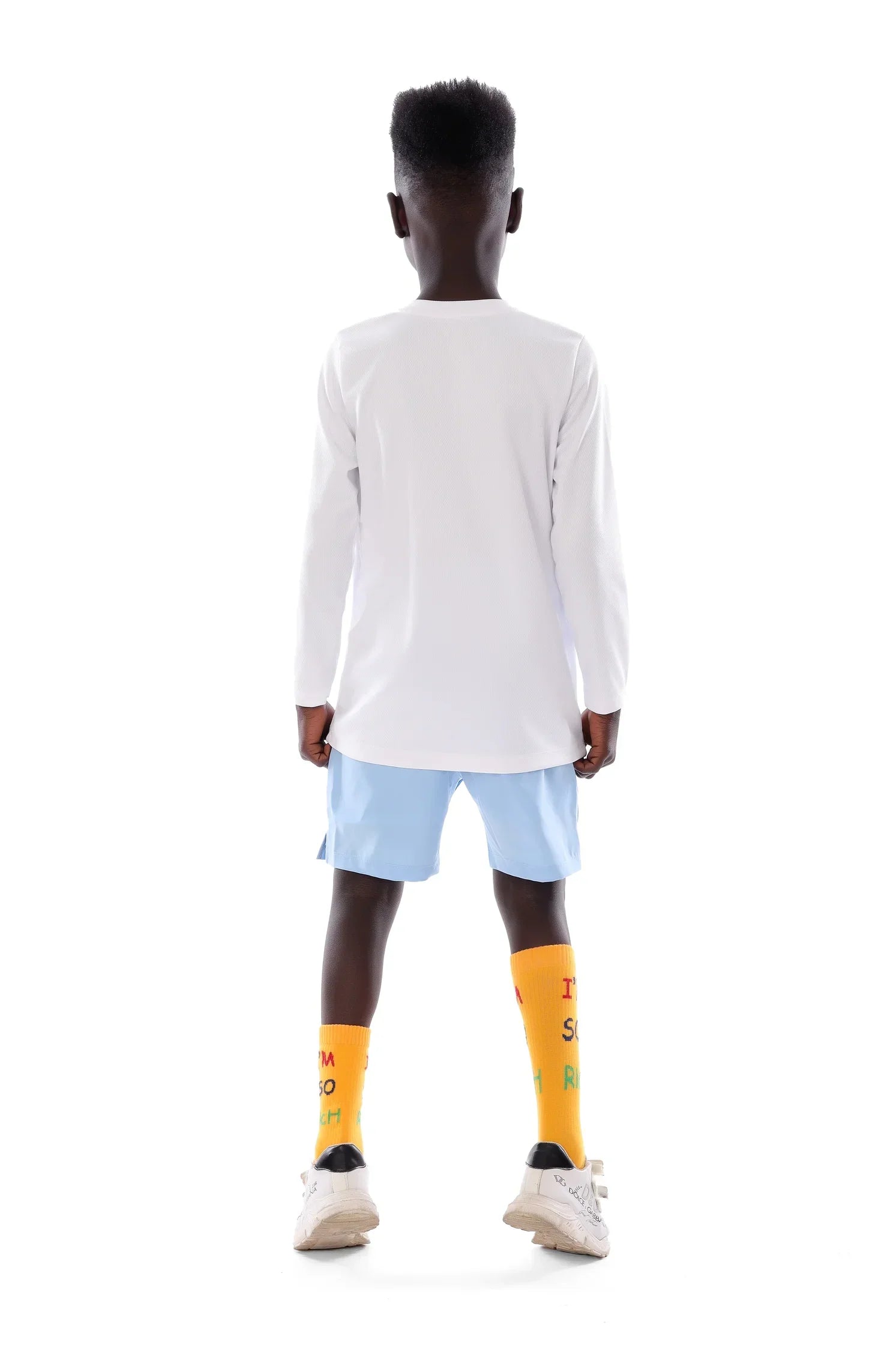 Boys White Volleyball Burst Graphic T-Shirt – Sporty Long Sleeve Top