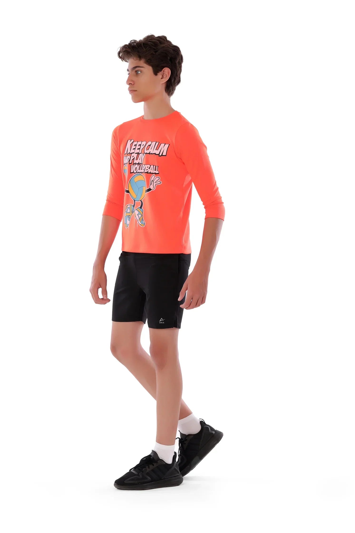 Boys Neon Orange Volleyball T-Shirt –  Sporty Graphic Top