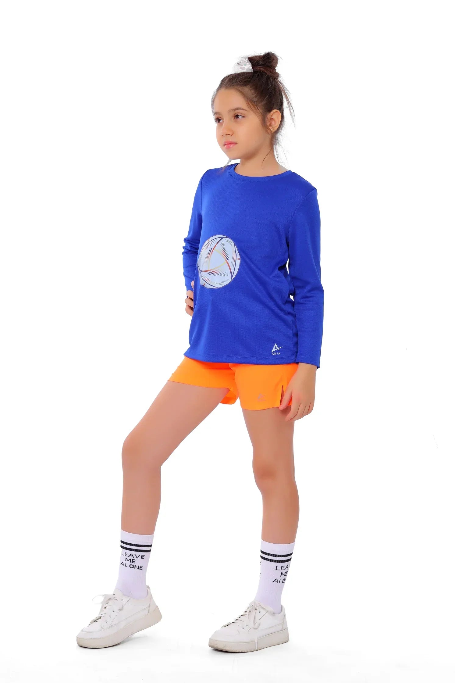 Girls Blue Volleyball Long Sleeve T-Shirt – Sporty Athletic Top