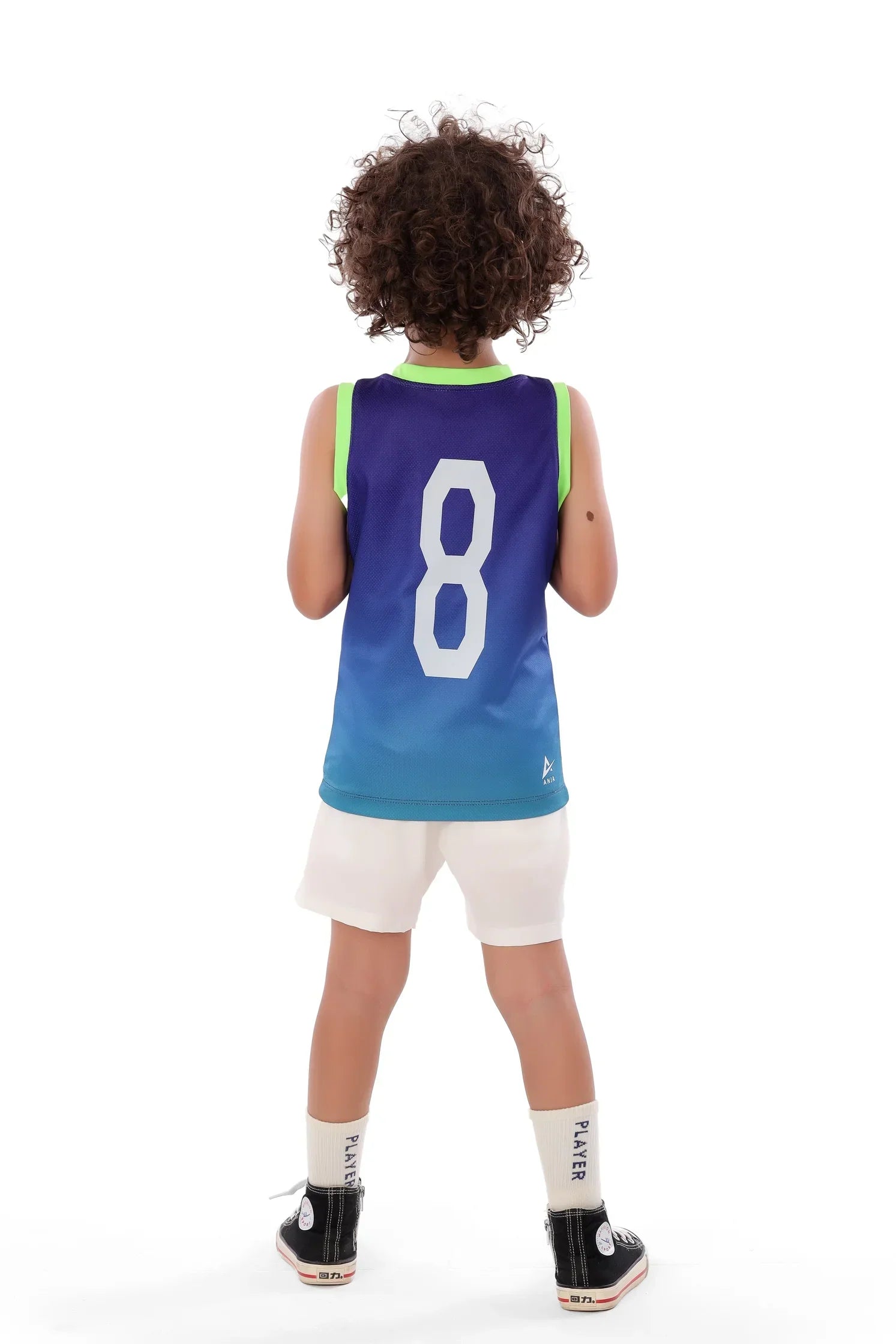 Boys Blue Ombre Sleeveless Jersey – Neon Trim Sport Tank