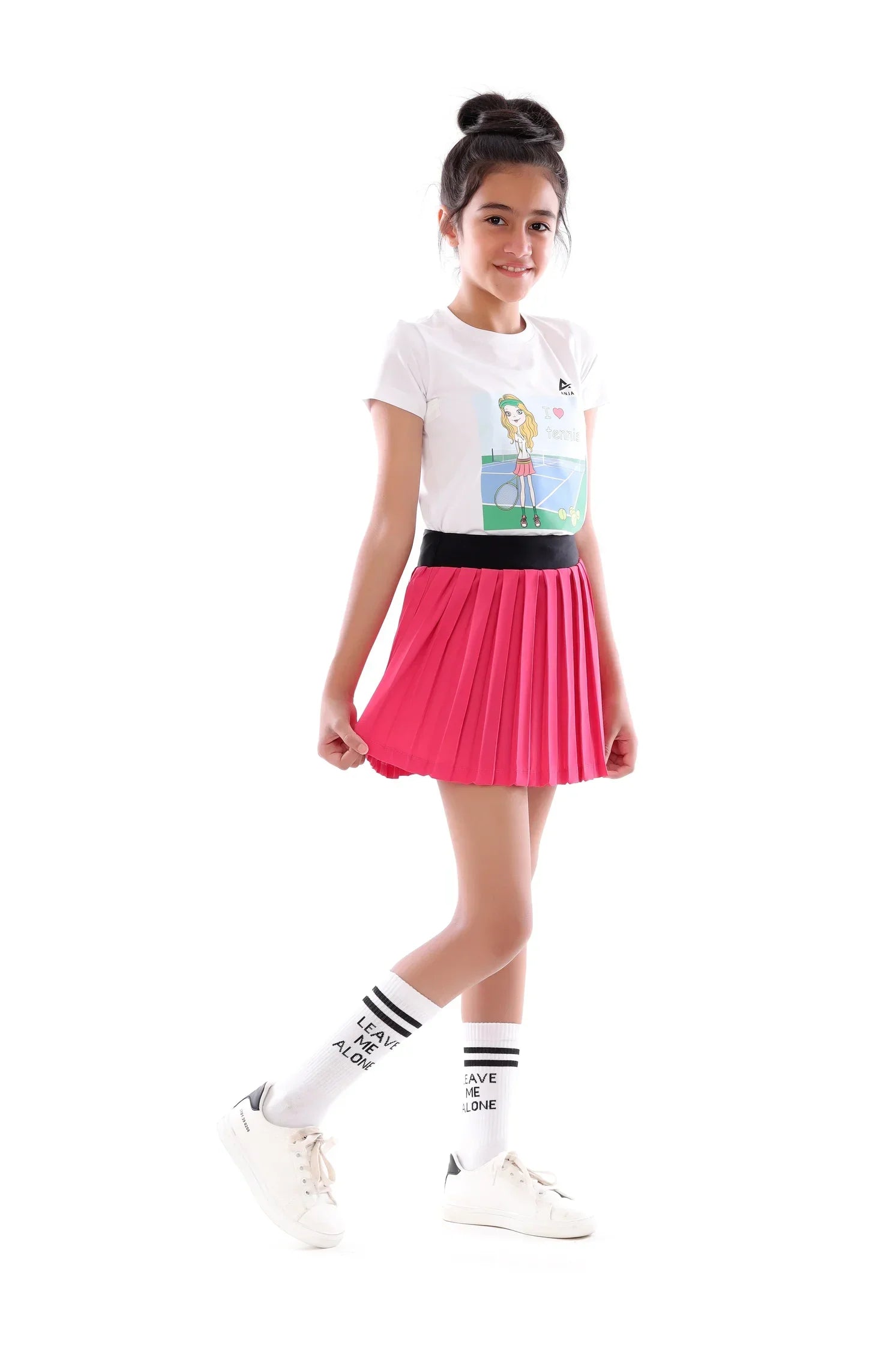 Girls  white graphic tennis -  Athletic Top