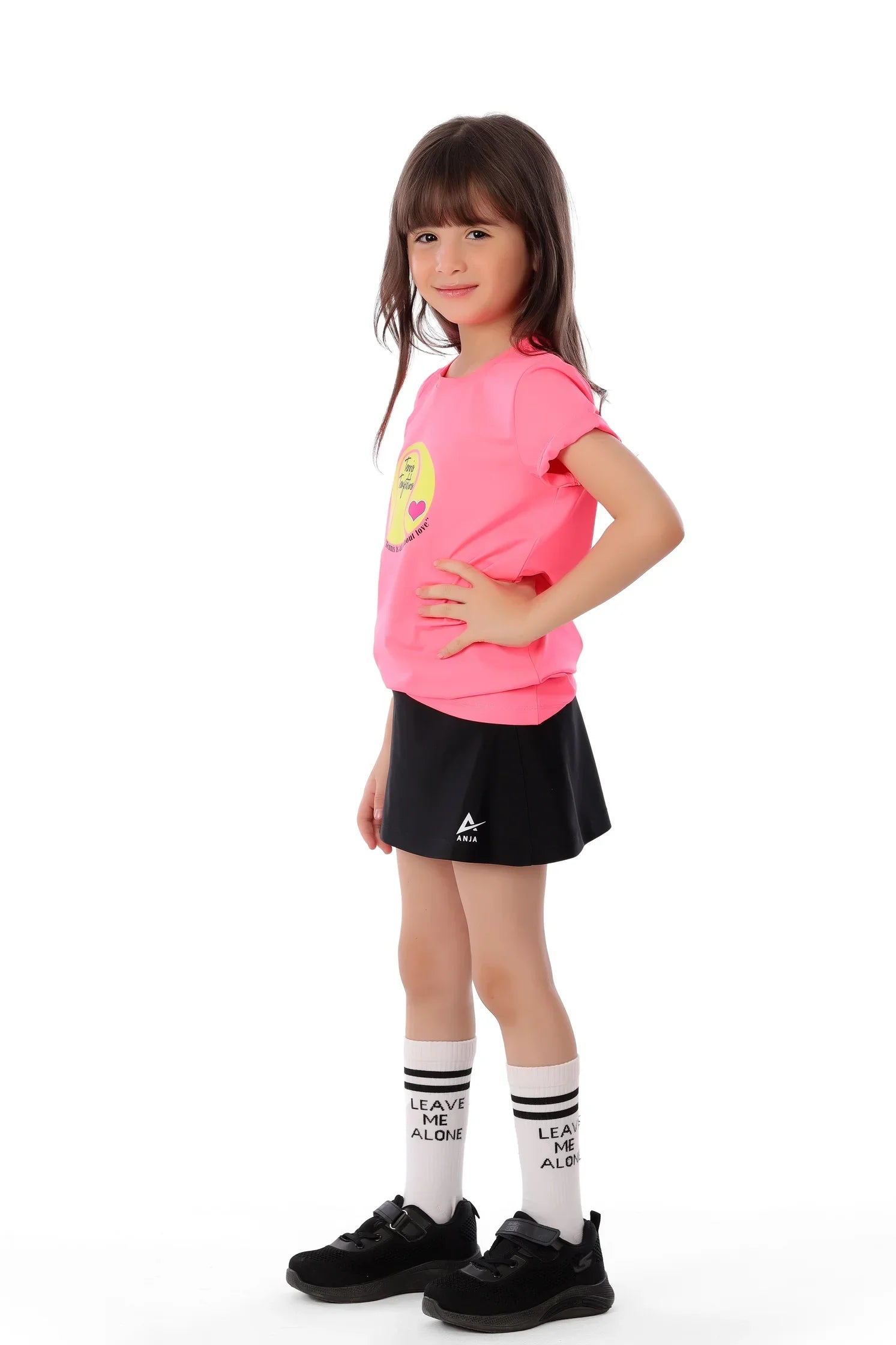 Girls Neon Pink Love Tennis Graphic T-Shirt – Sporty Top