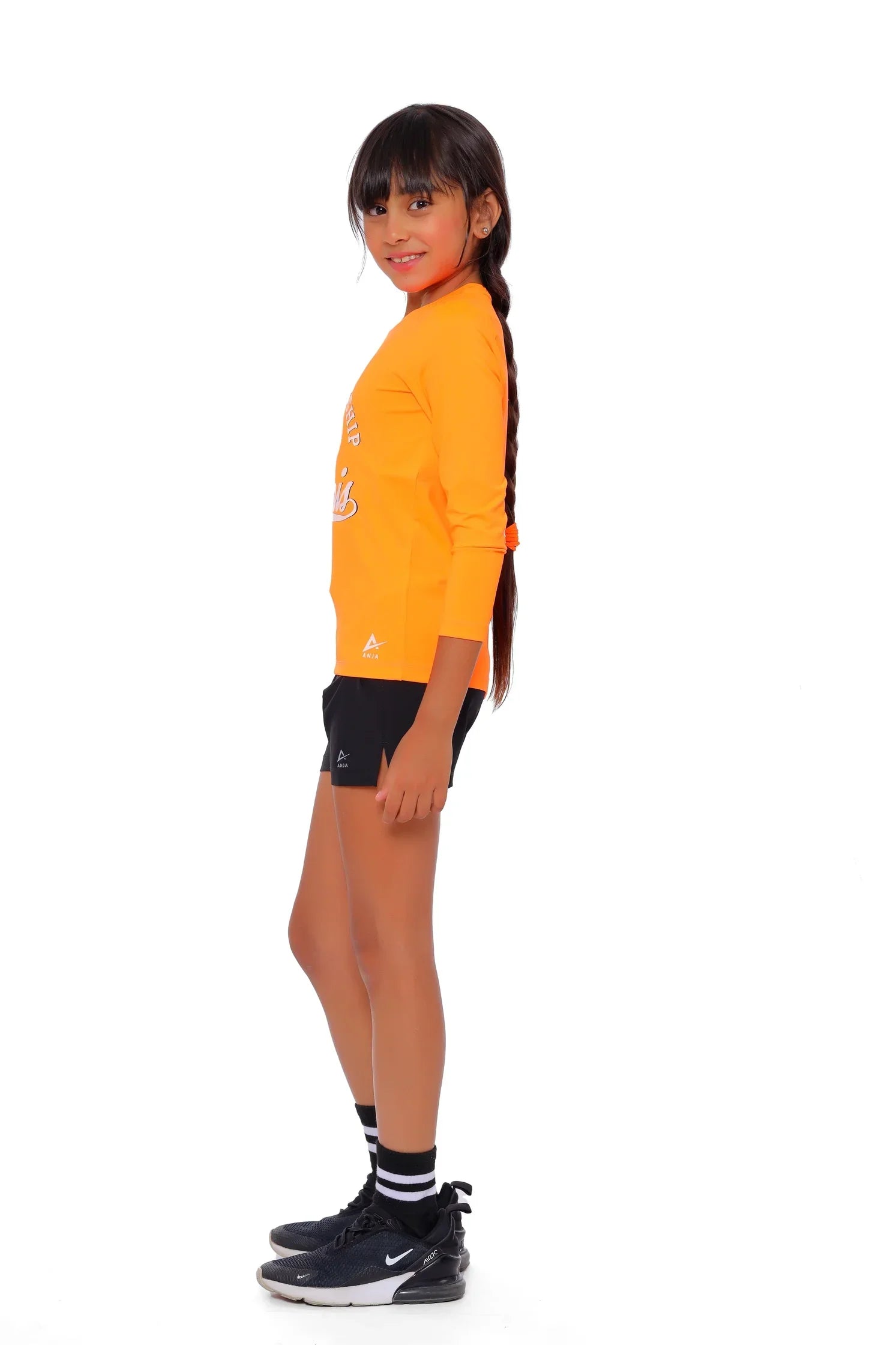 Girls Orange Champion Tennis Long Sleeve T-Shirt – Sporty Graphic Top