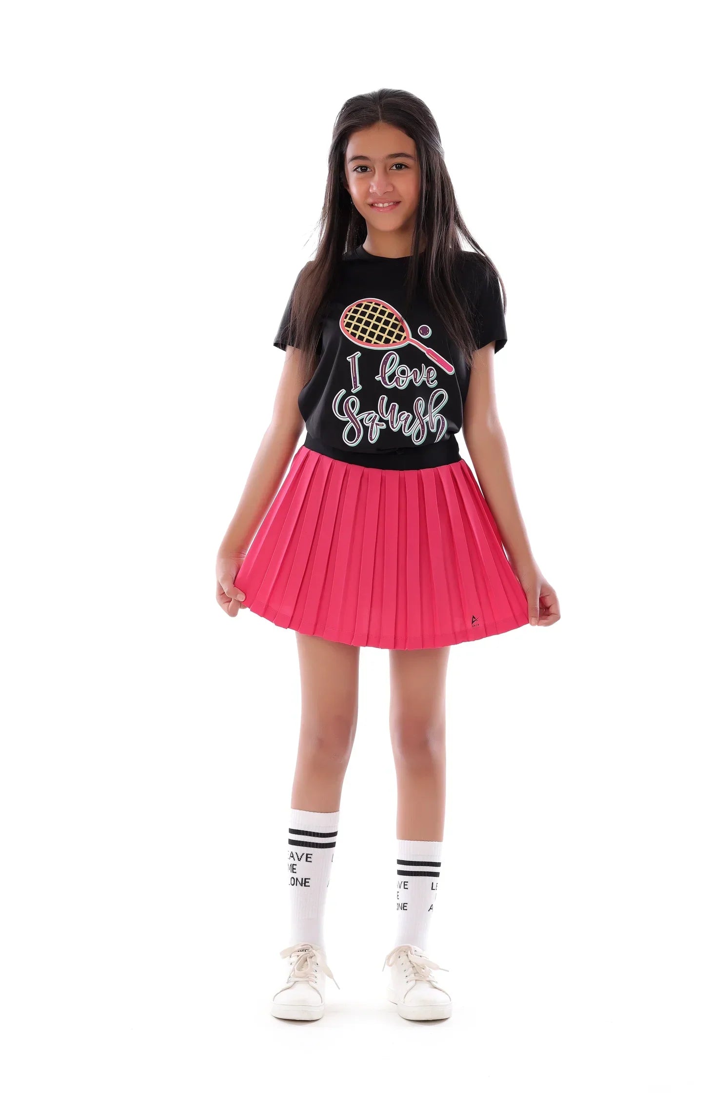 Girls Black I Love Squash Graphic T-Shirt – Sporty Top