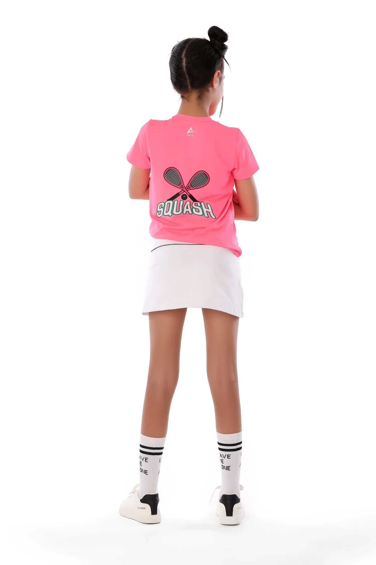 Girls Neon Pink Squash T-Shirt – Sporty Graphic Top
