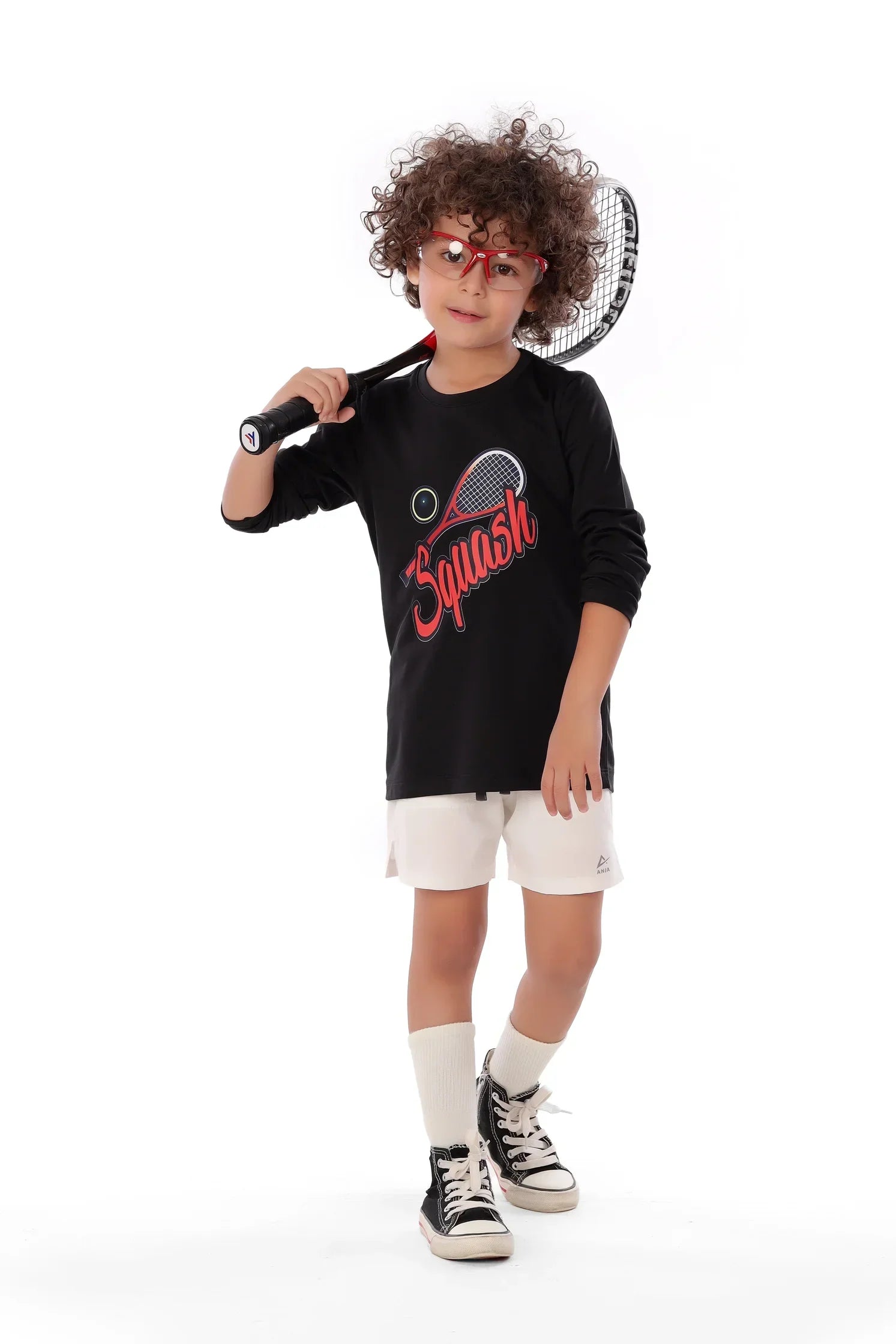 Boys Black Squash T-Shirt – Sporty Long Sleeve Top