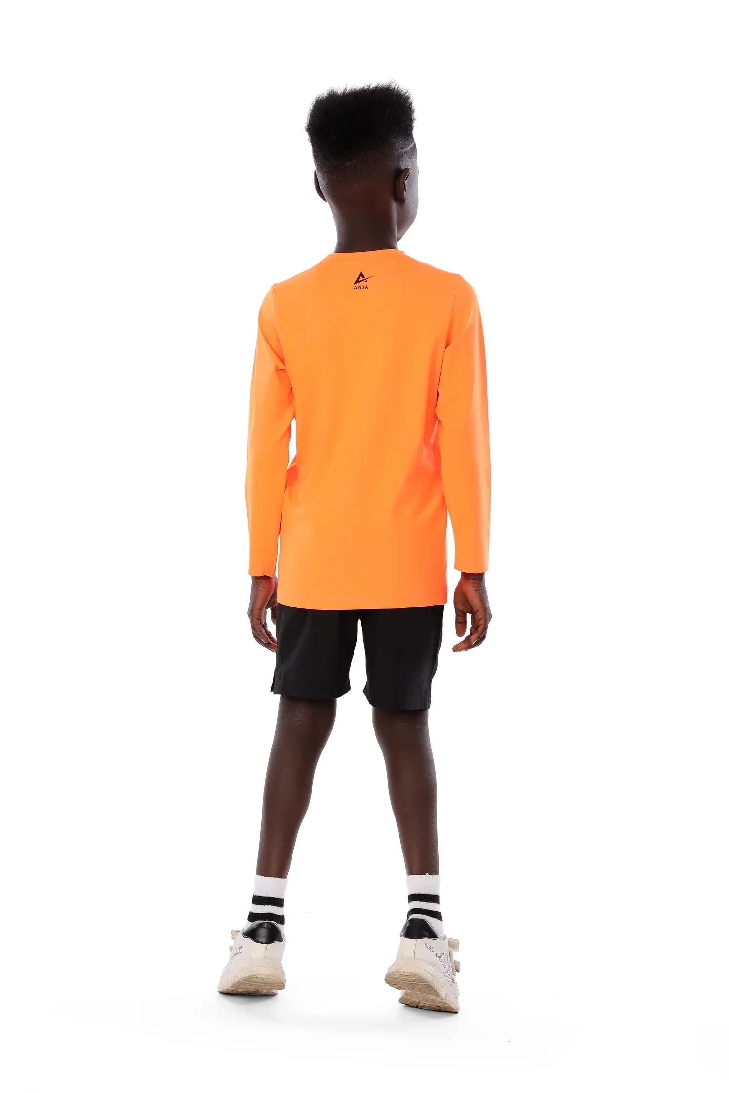 Boys Neon Orange Padel Racket Smash T-Shirt – Sporty Long Sleeve Top