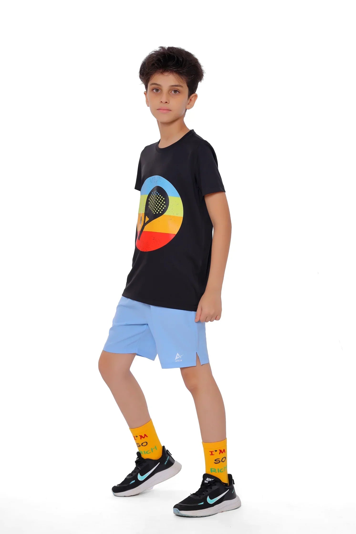 Boys Retro Padel Graphic T-Shirt – Sporty Athletic Top