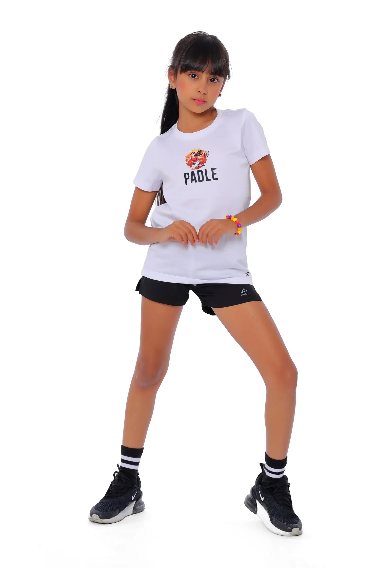 Girls White Padel Club T-Shirt – Sporty Graphic Top