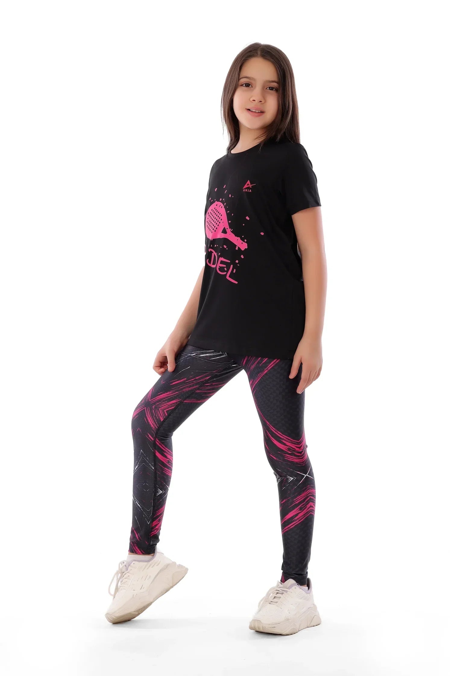 Girls Black Padel T-Shirt – Sporty Athletic Top