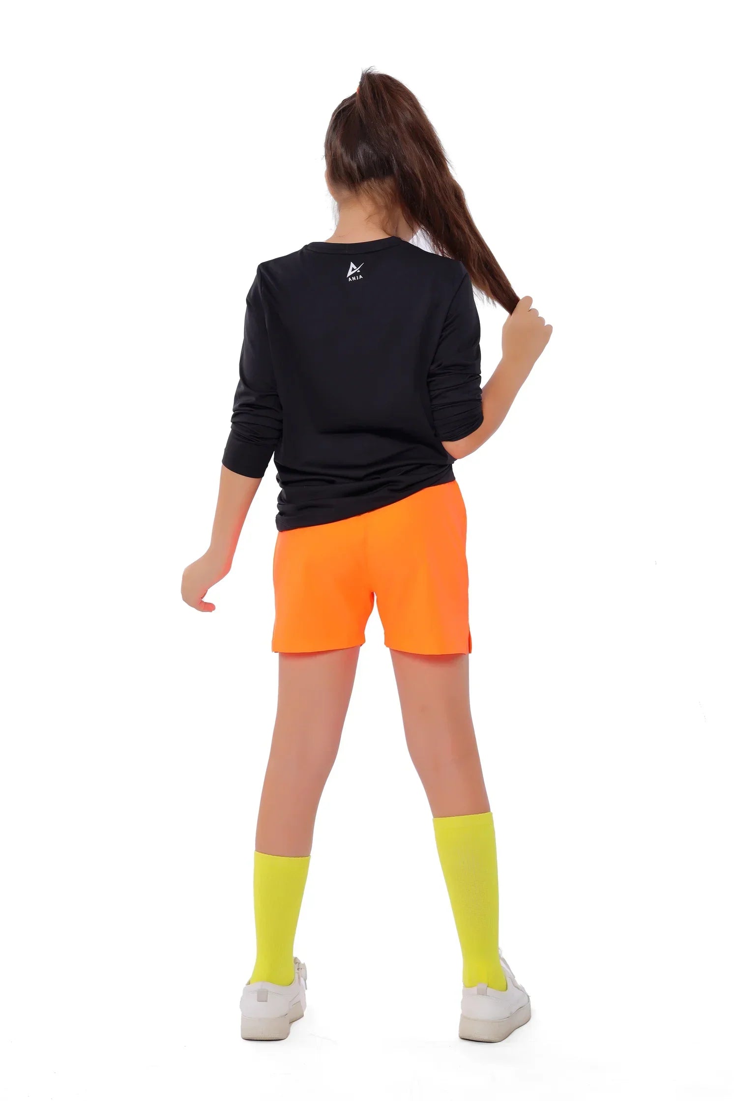 Girls Black Retro Padel Racket T-Shirt – Sporty long Sleeve Top