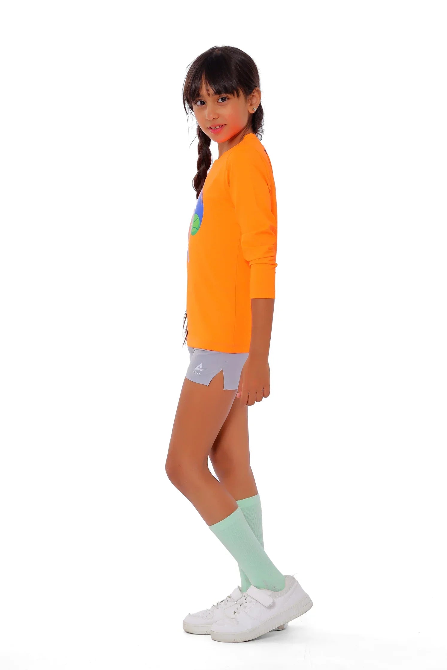 Girls Orange Long Sleeve Sporty T-Shirt – Athletic Top