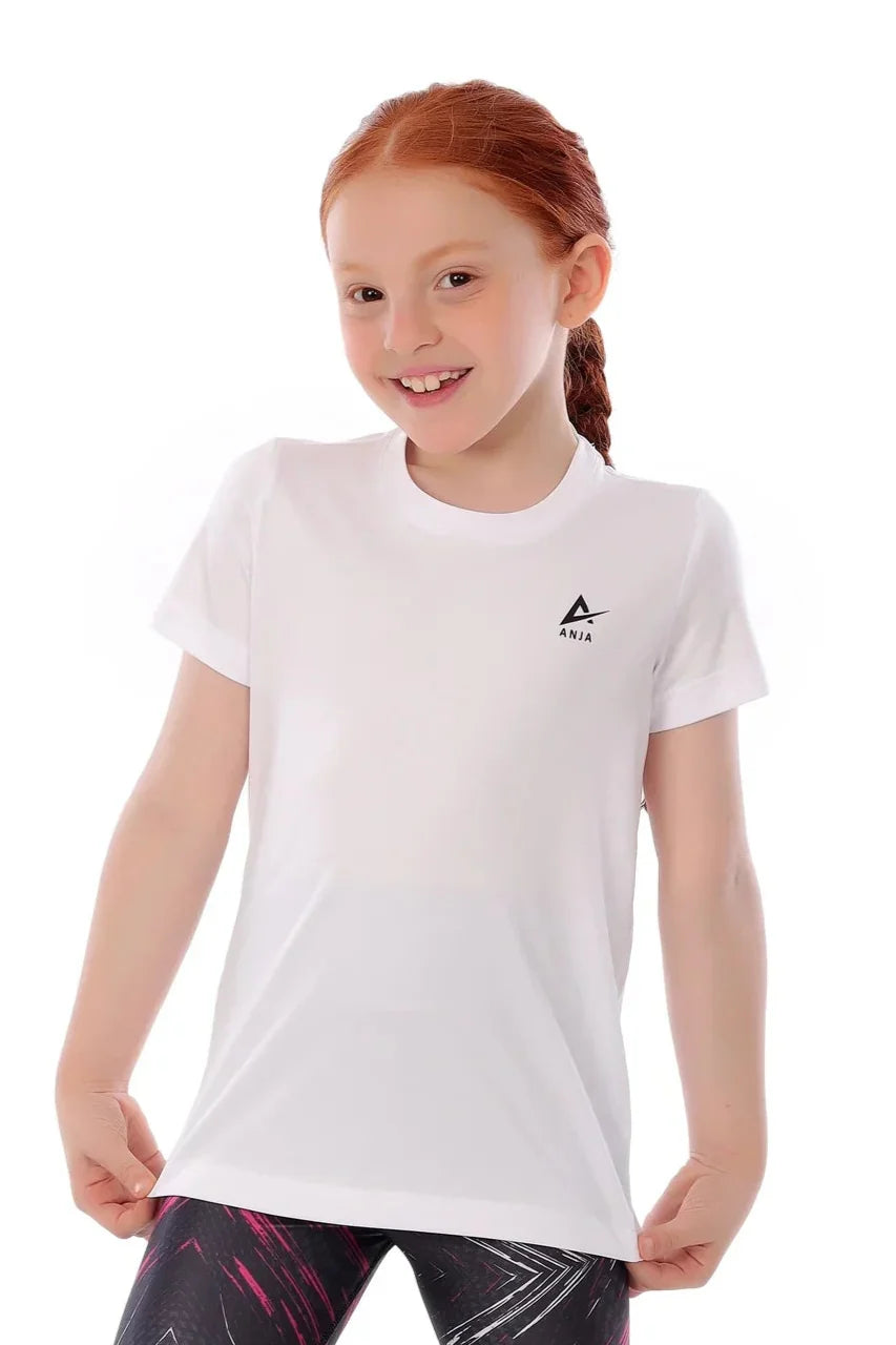 Girls Basic Sporty Kids T-Shirt – Athletic Short Sleeve Top