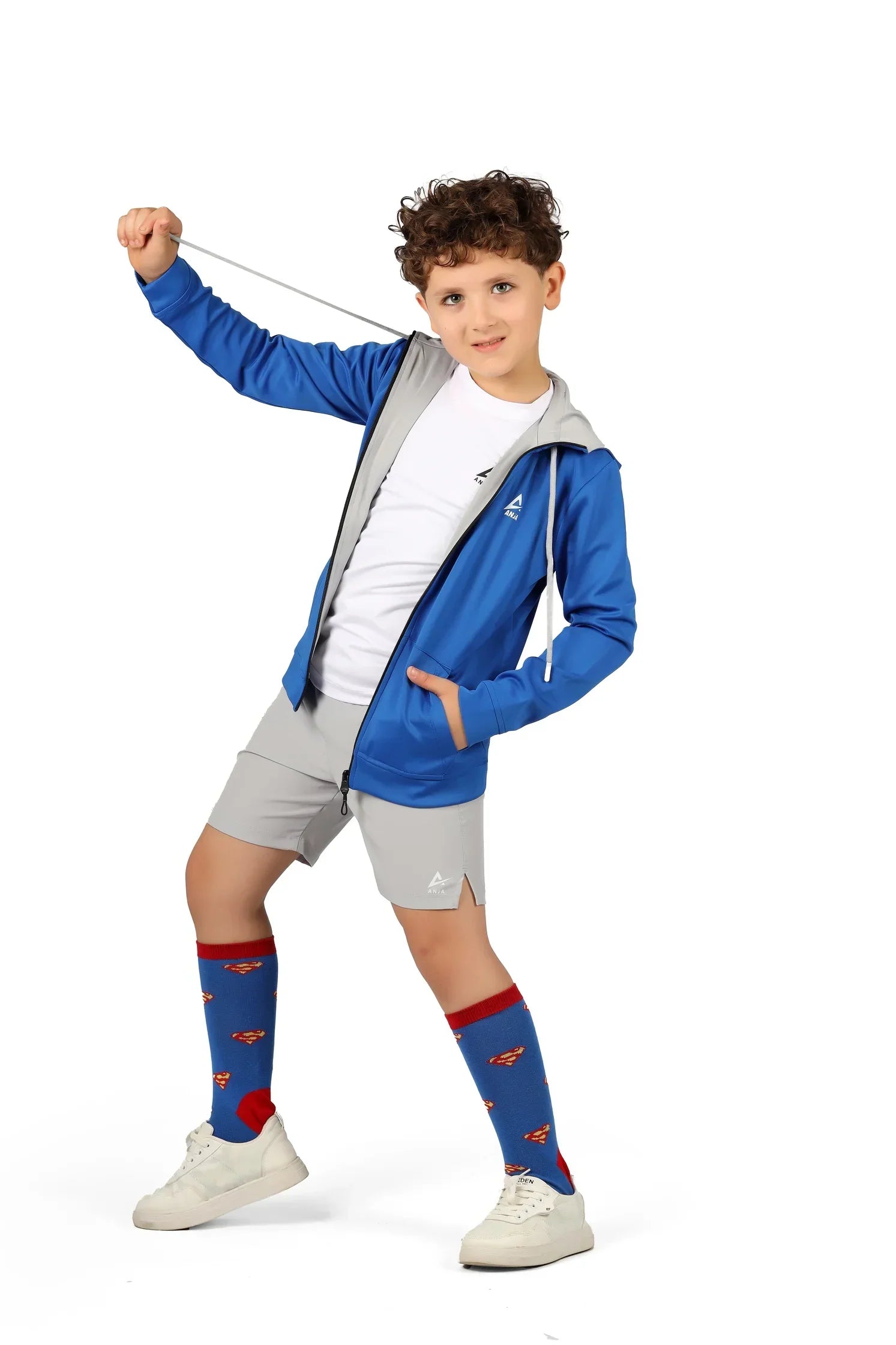 Boys Black Zip-Up Sweatshirt – Sporty Contrast Trim Jacket