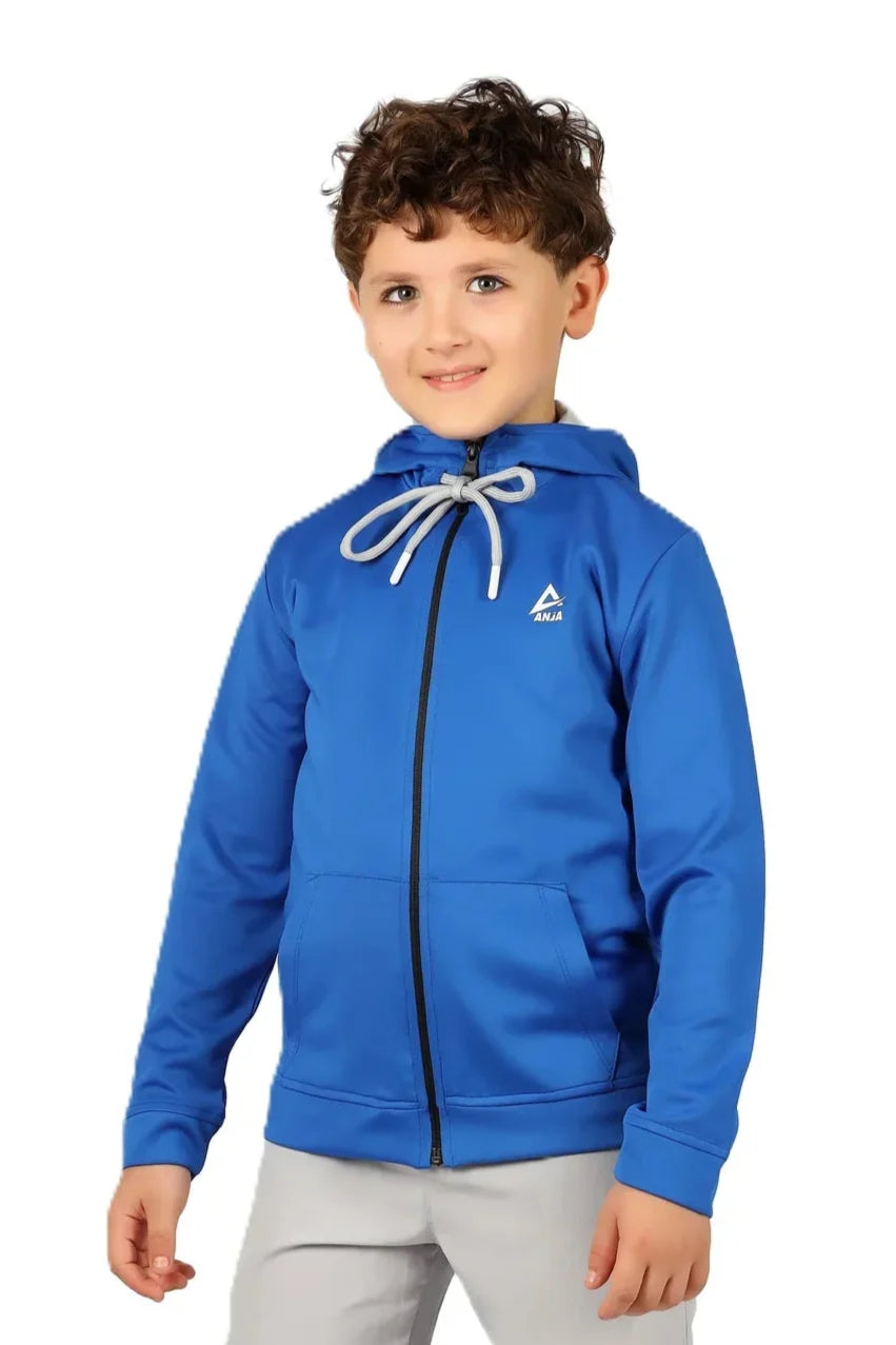 Boys Black Zip-Up Sweatshirt – Sporty Contrast Trim Jacket