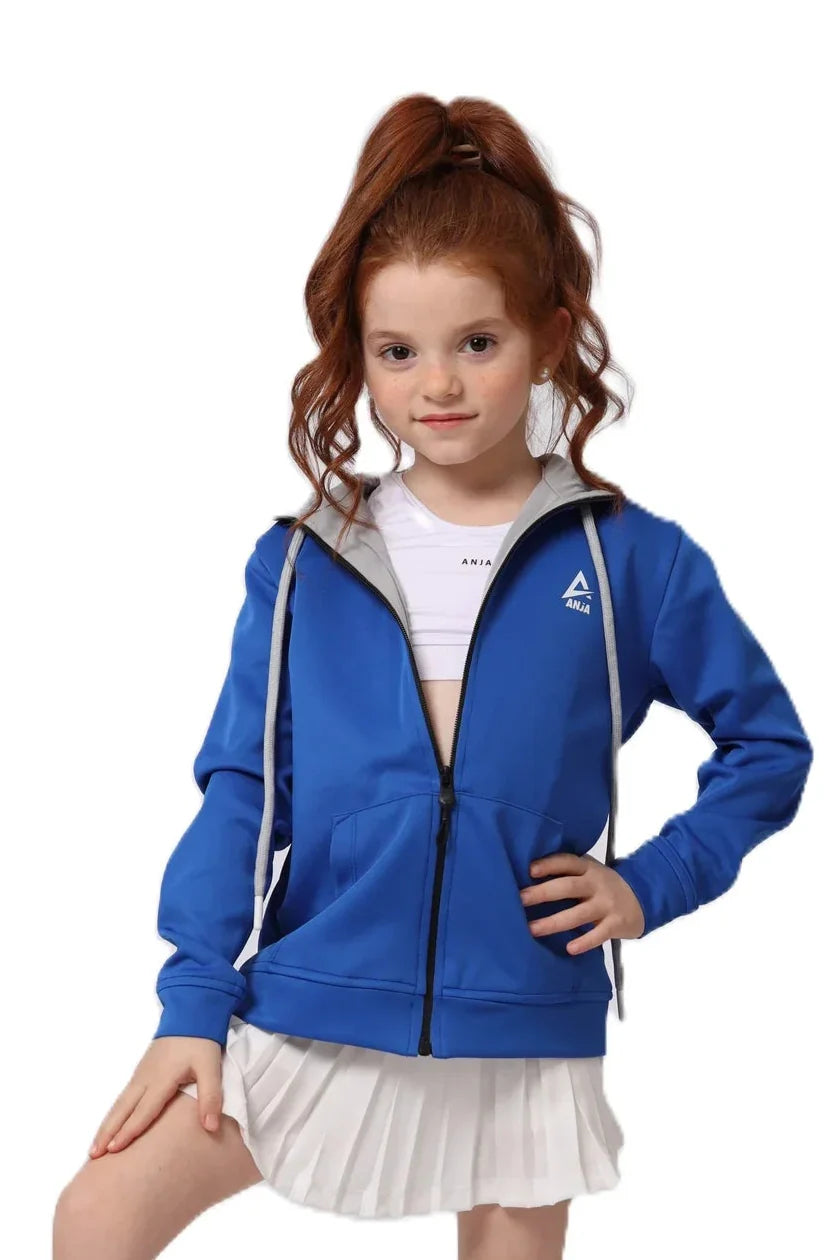 Girls  Zip-Up Sweatshirt – Sporty Contrast Trim Jacket