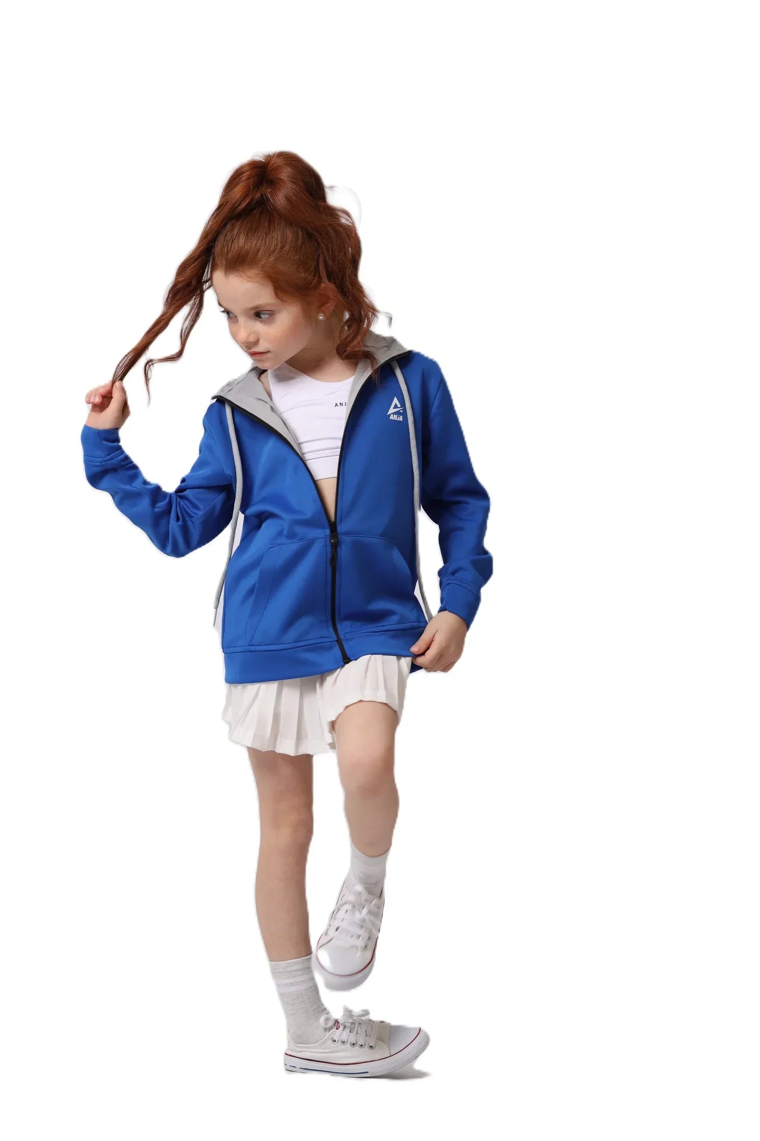 Girls  Zip-Up Sweatshirt – Sporty Contrast Trim Jacket
