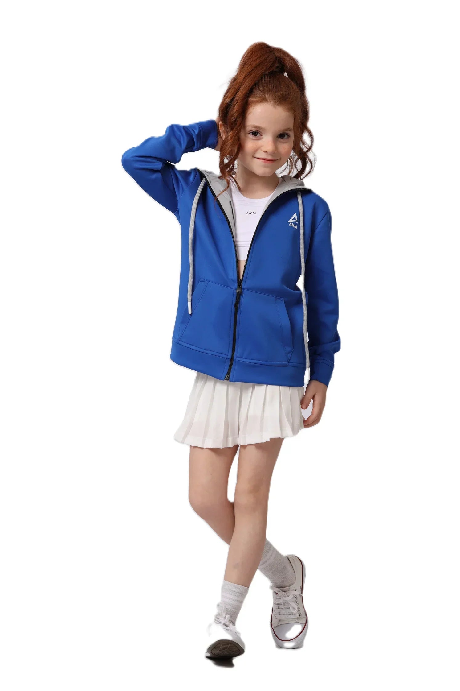 Girls  Zip-Up Sweatshirt – Sporty Contrast Trim Jacket