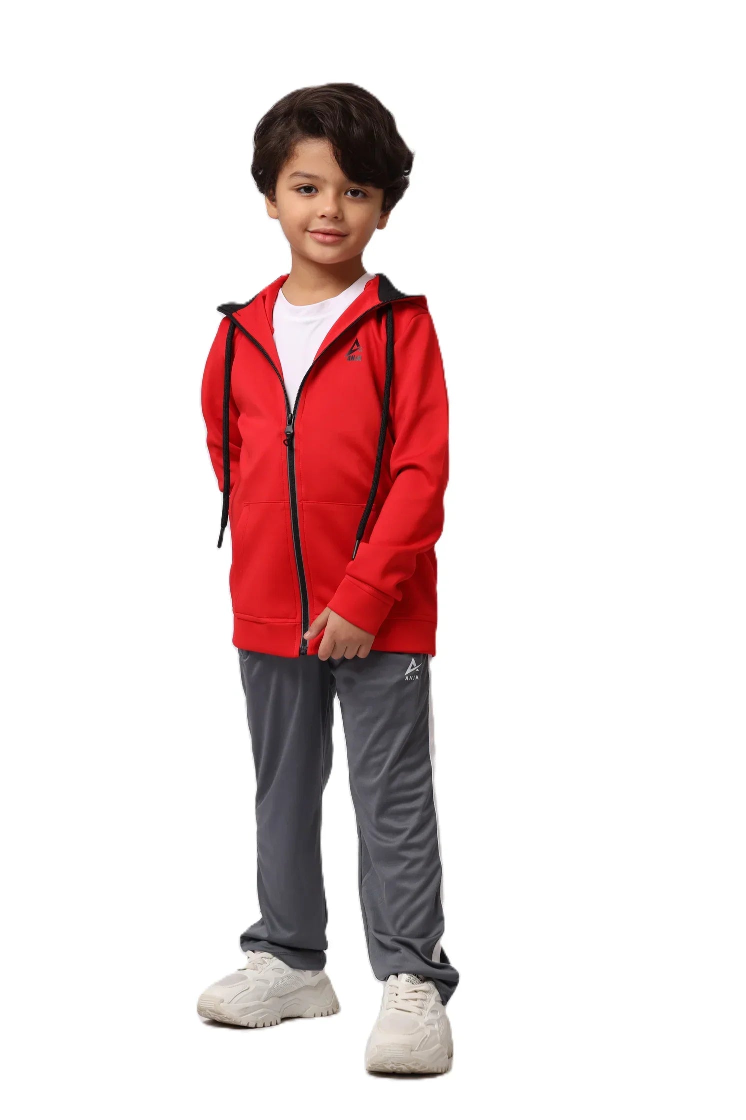 Boys Black Zip-Up Sweatshirt – Sporty Contrast Trim Jacket