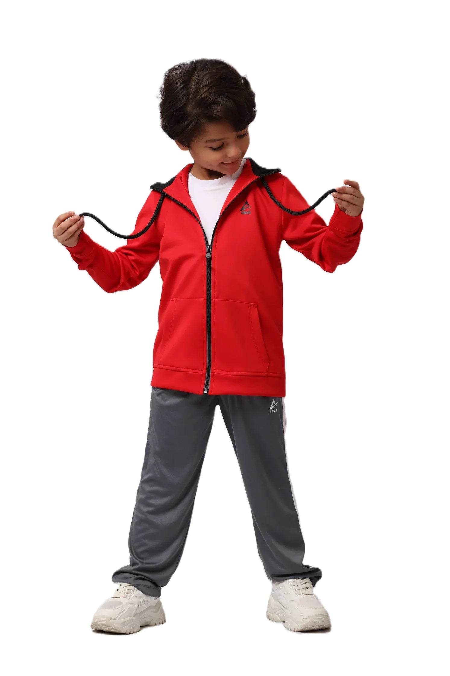Boys Black Zip-Up Sweatshirt – Sporty Contrast Trim Jacket