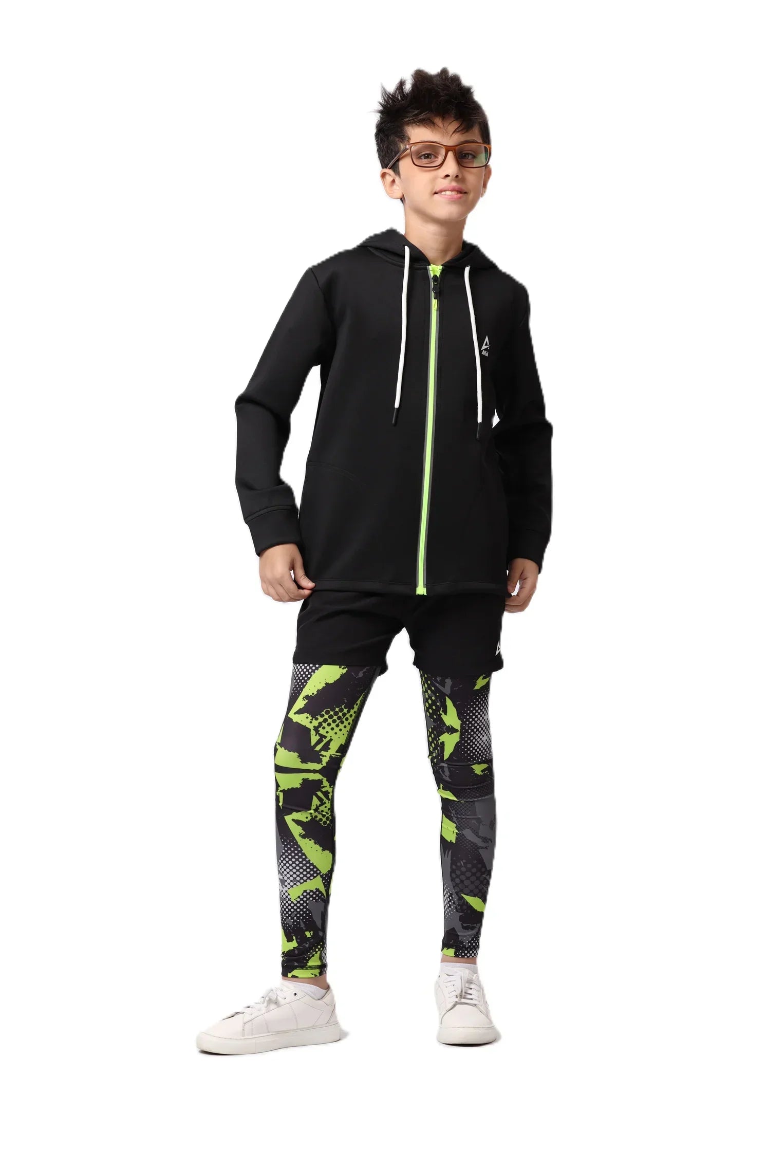 Boys Black Zip-Up Sweatshirt – Sporty Contrast Trim Jacket