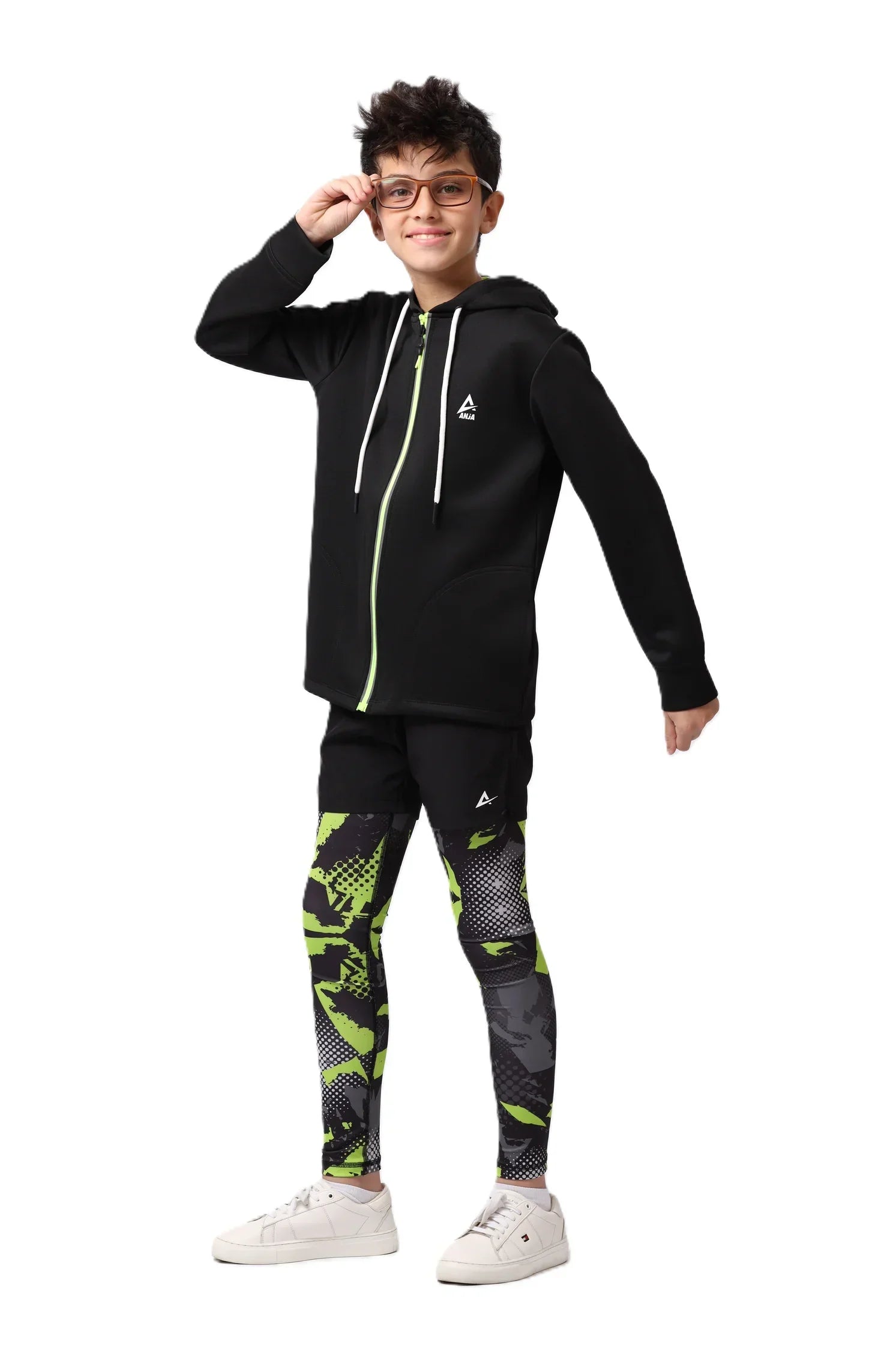 Boys Black Zip-Up Sweatshirt – Sporty Contrast Trim Jacket